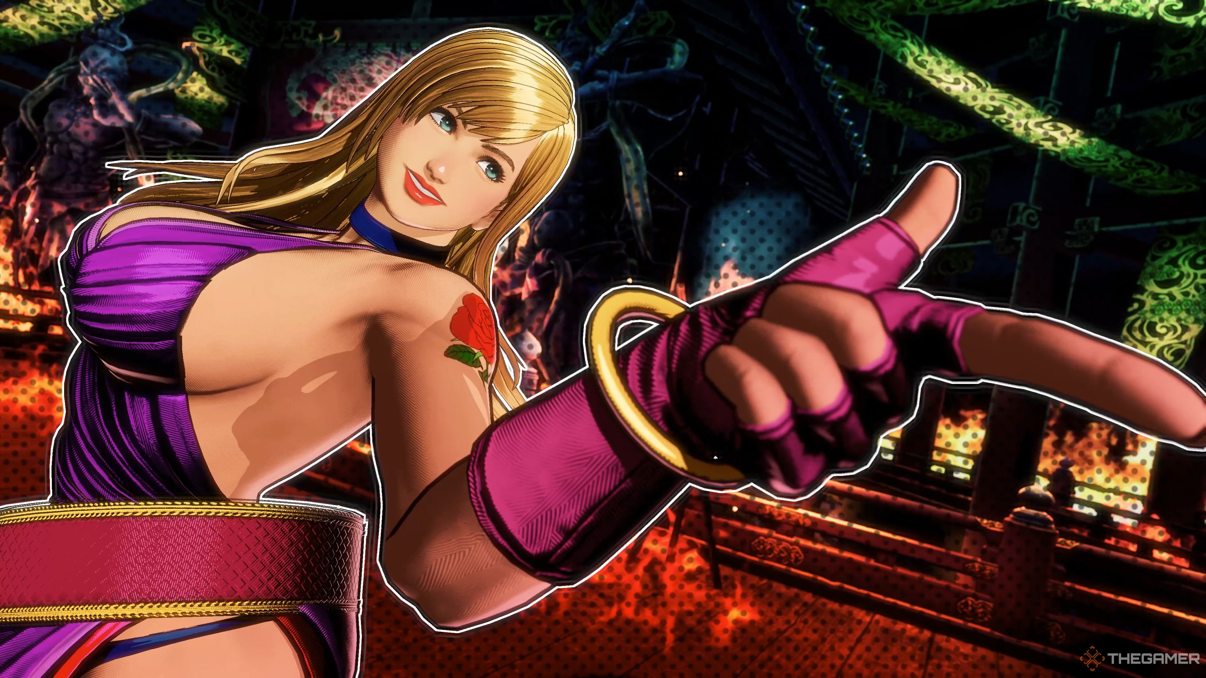 B. Jenet activating her Many Many Torpedoes Redline Gear against Terry Bogard in Fatal Fury: City of the Wolves.