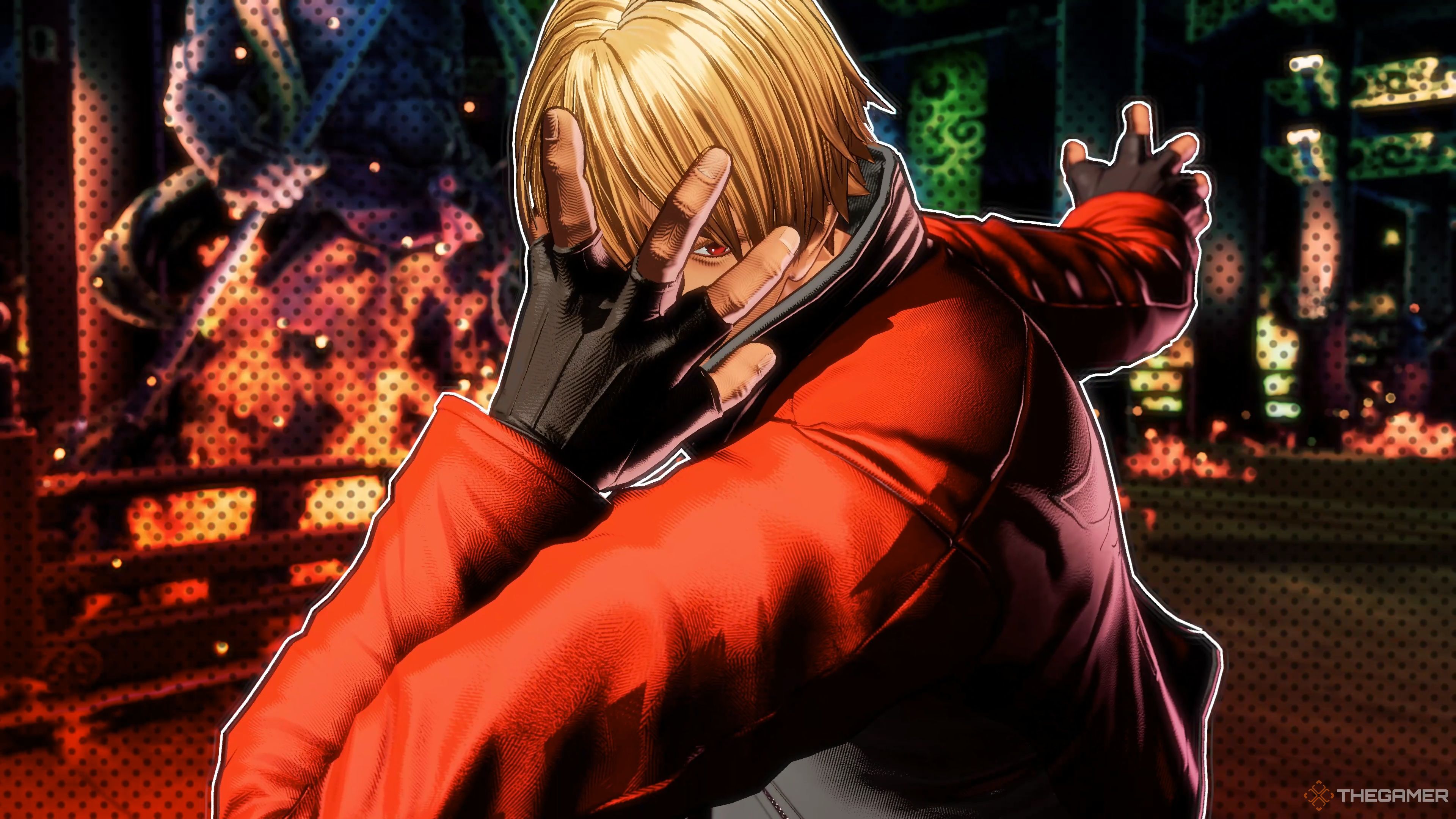 Rock Howard activating his Shining Knuckle Redline Gear against Terry Bogard in Fatal Fury: City of the Wolves.