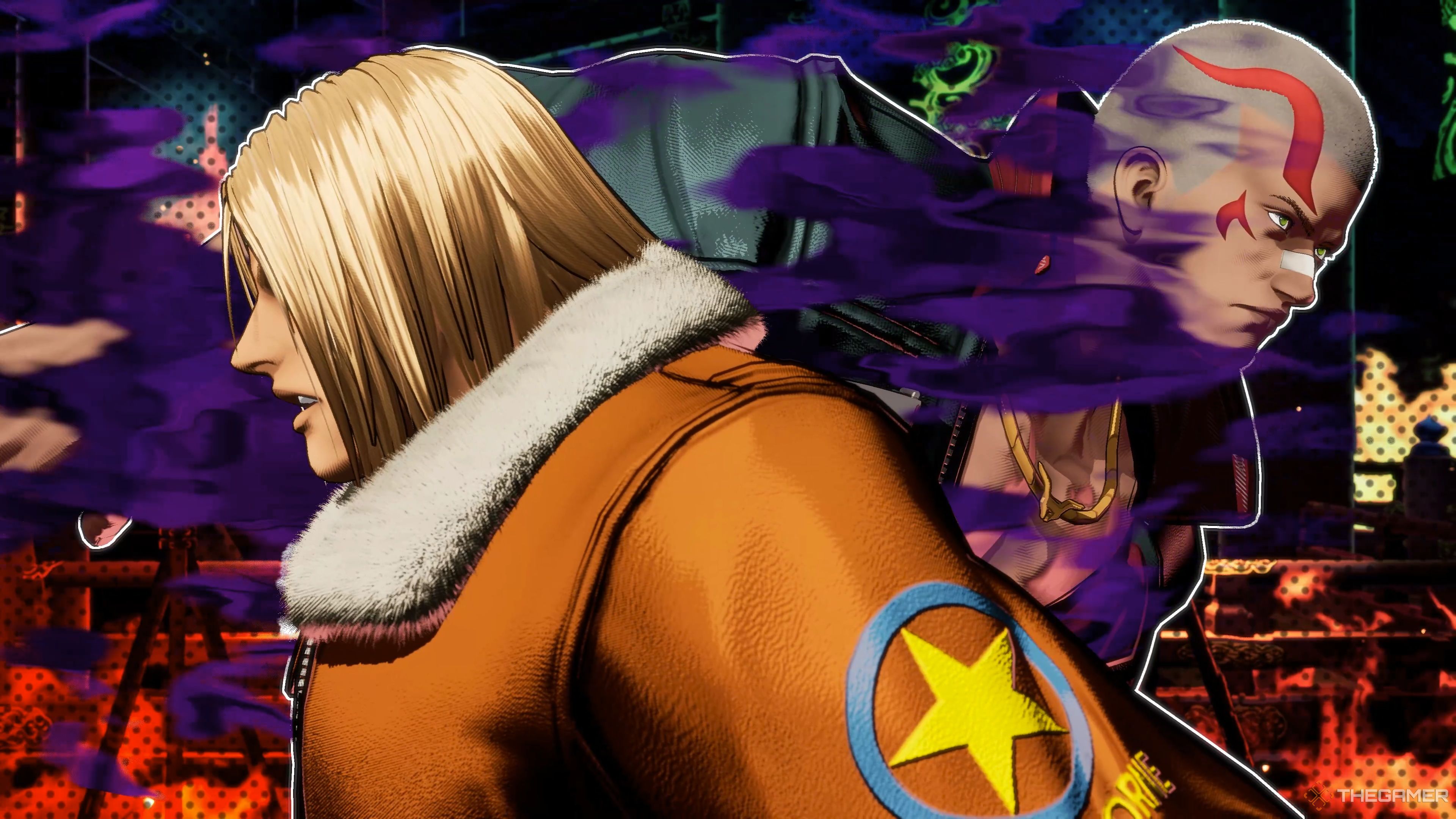 Vox Reaper appearing behind Terry Bogard in the blink of an eye while performing his Shougeki Raku Redline Gear in Fatal Fury: City of the Wolves.