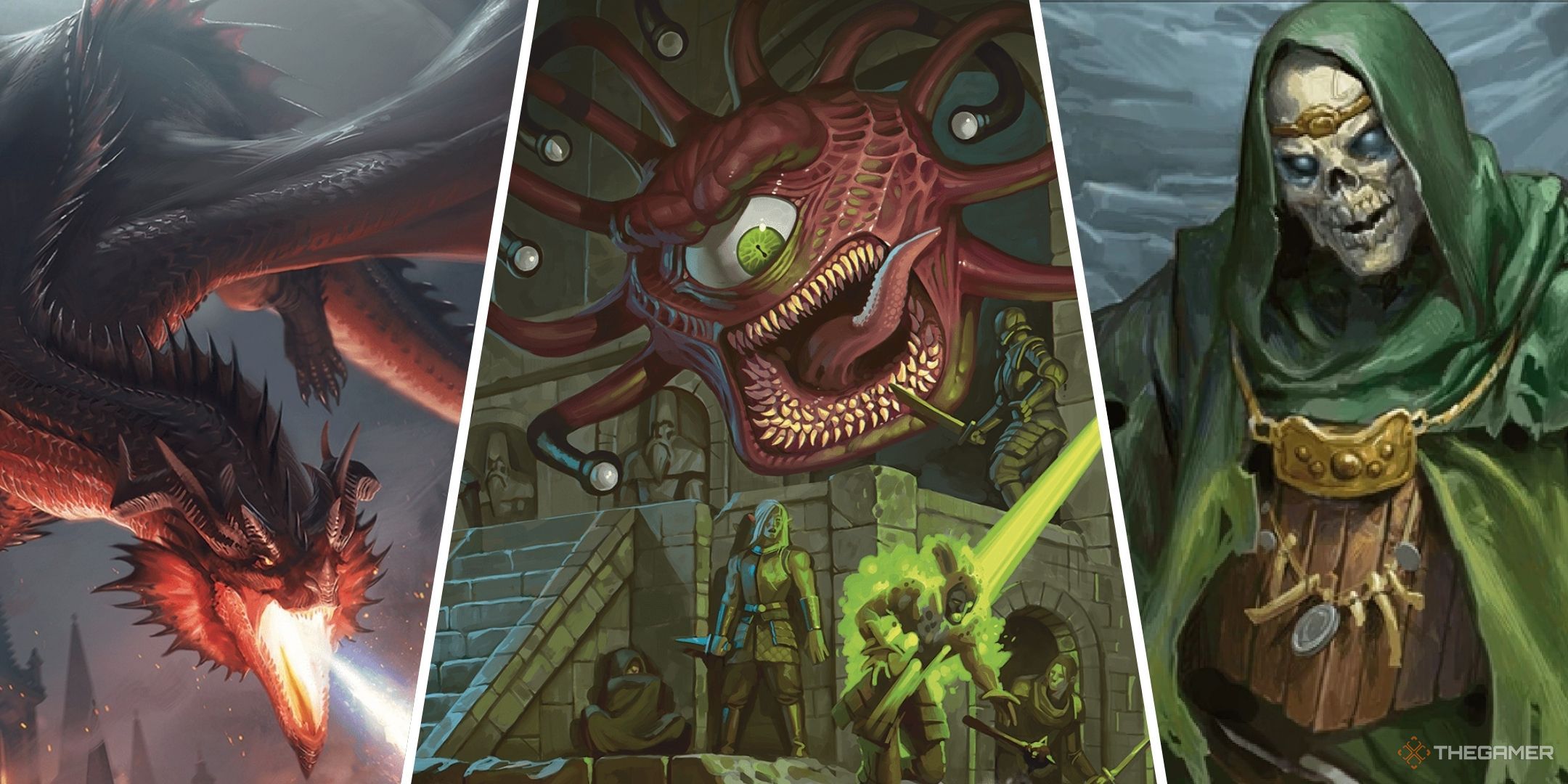 A red dragon, a beholder and a lich from DND.