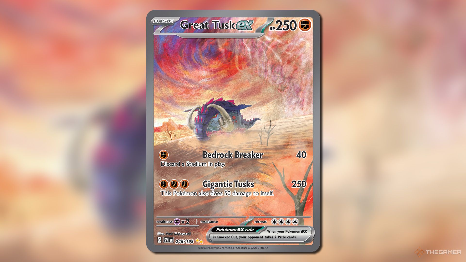 Great Tusk ex card from Scarlet & Violex set in Pokemon TCG.