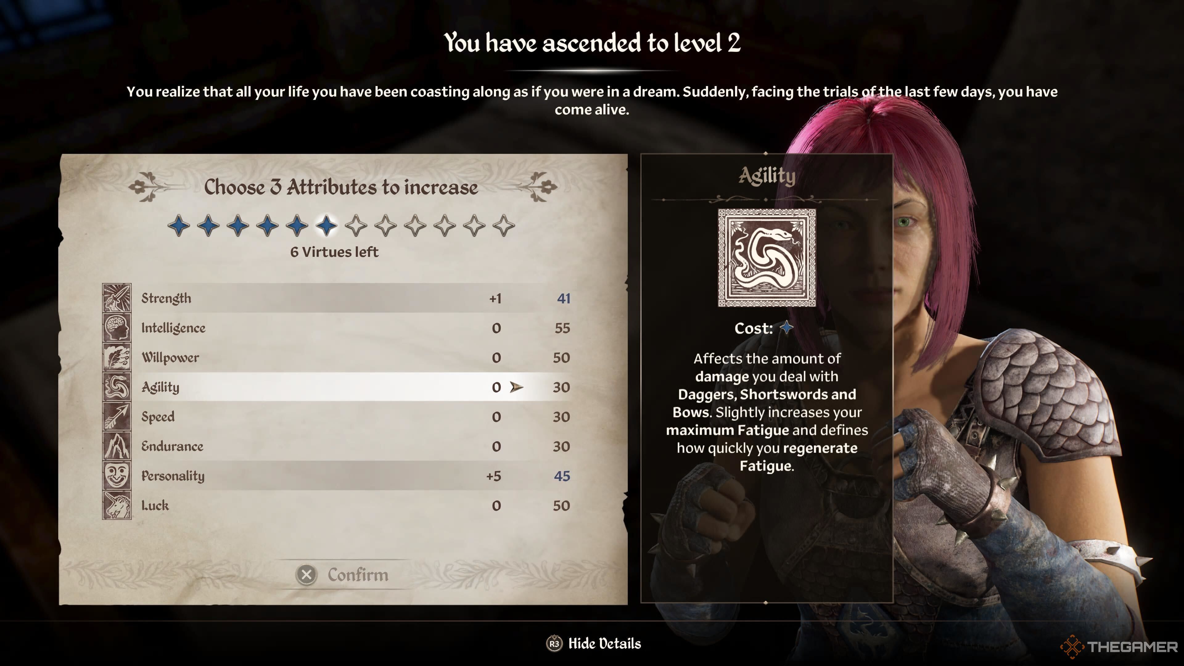 The level ascension screen in Oblivion Remastered.