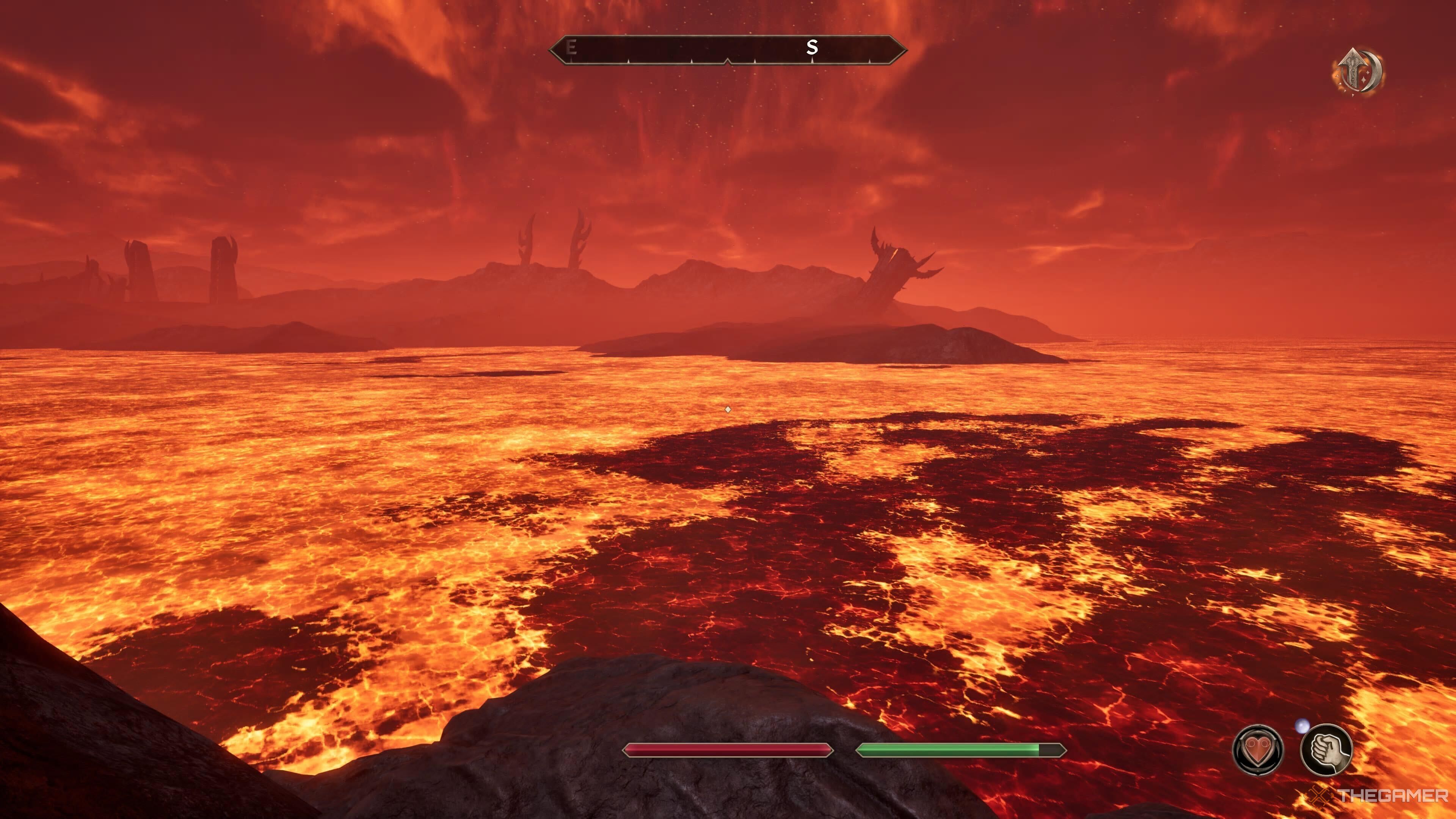 A frightening pool of lava in Oblivion Remastered.