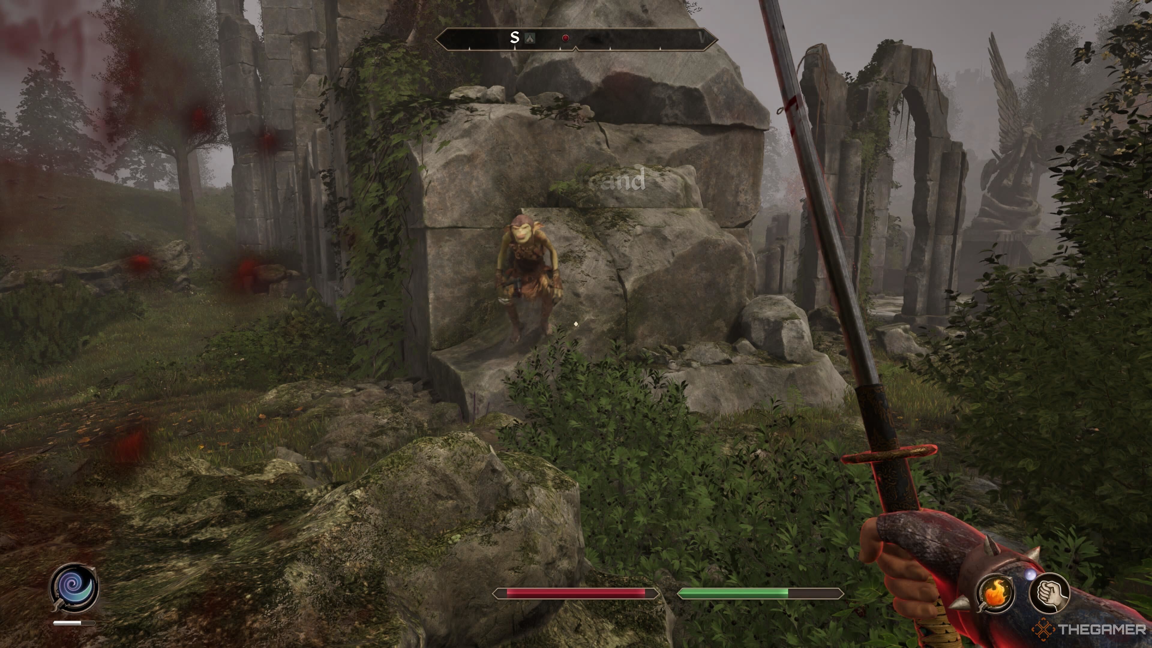 A scamp near some ruins in Oblivion Remastered.