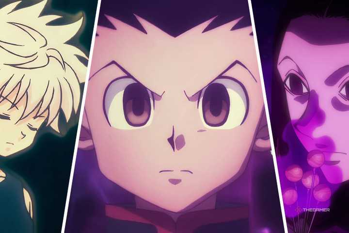 Killua, Gon, and Illumi in a three-way split image for Hunter X Hunter, every Nen type, ranked.