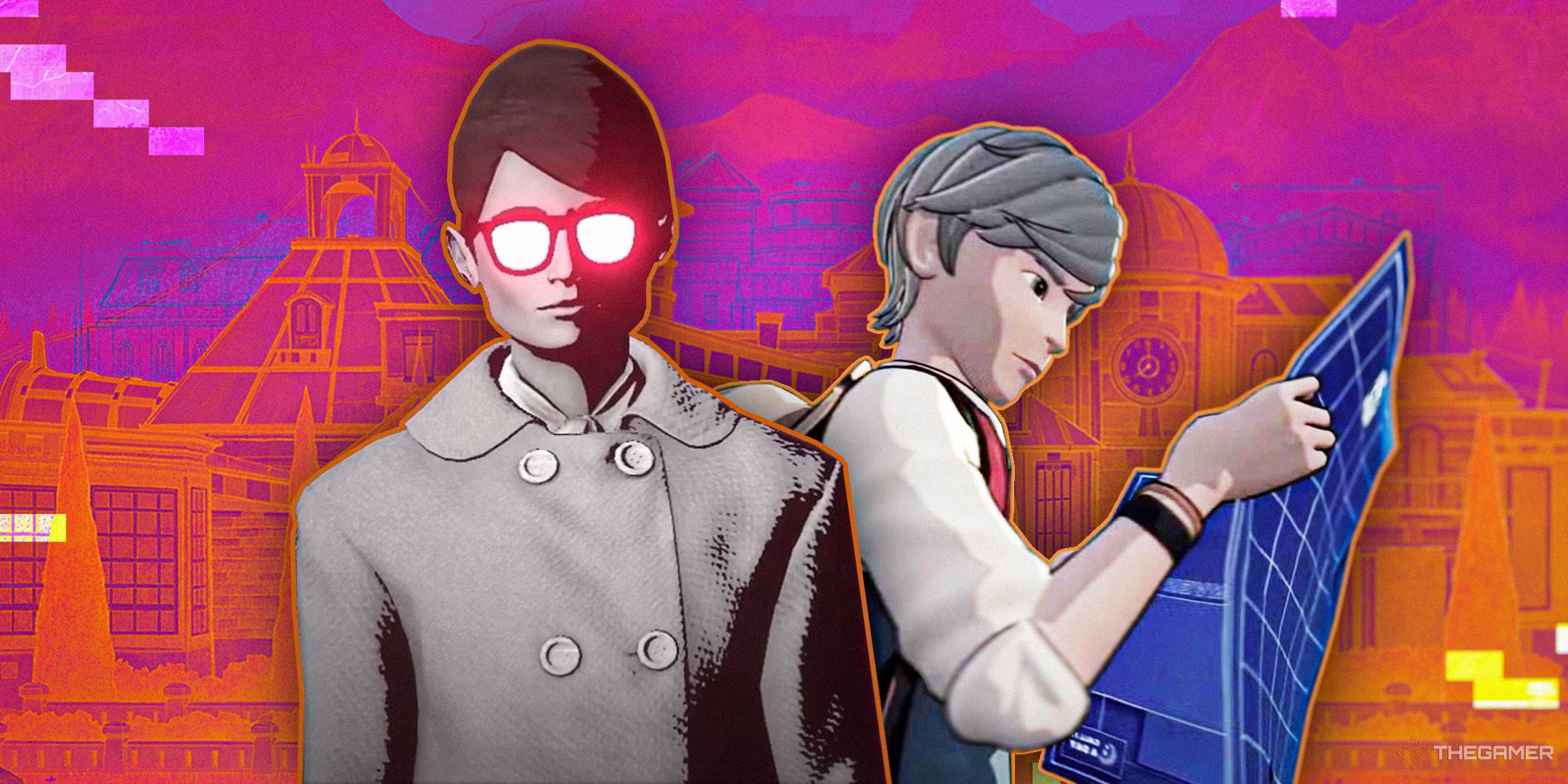 The protagonist of Lorelei and the Laser Eyes next to Simon from Blue Prince.