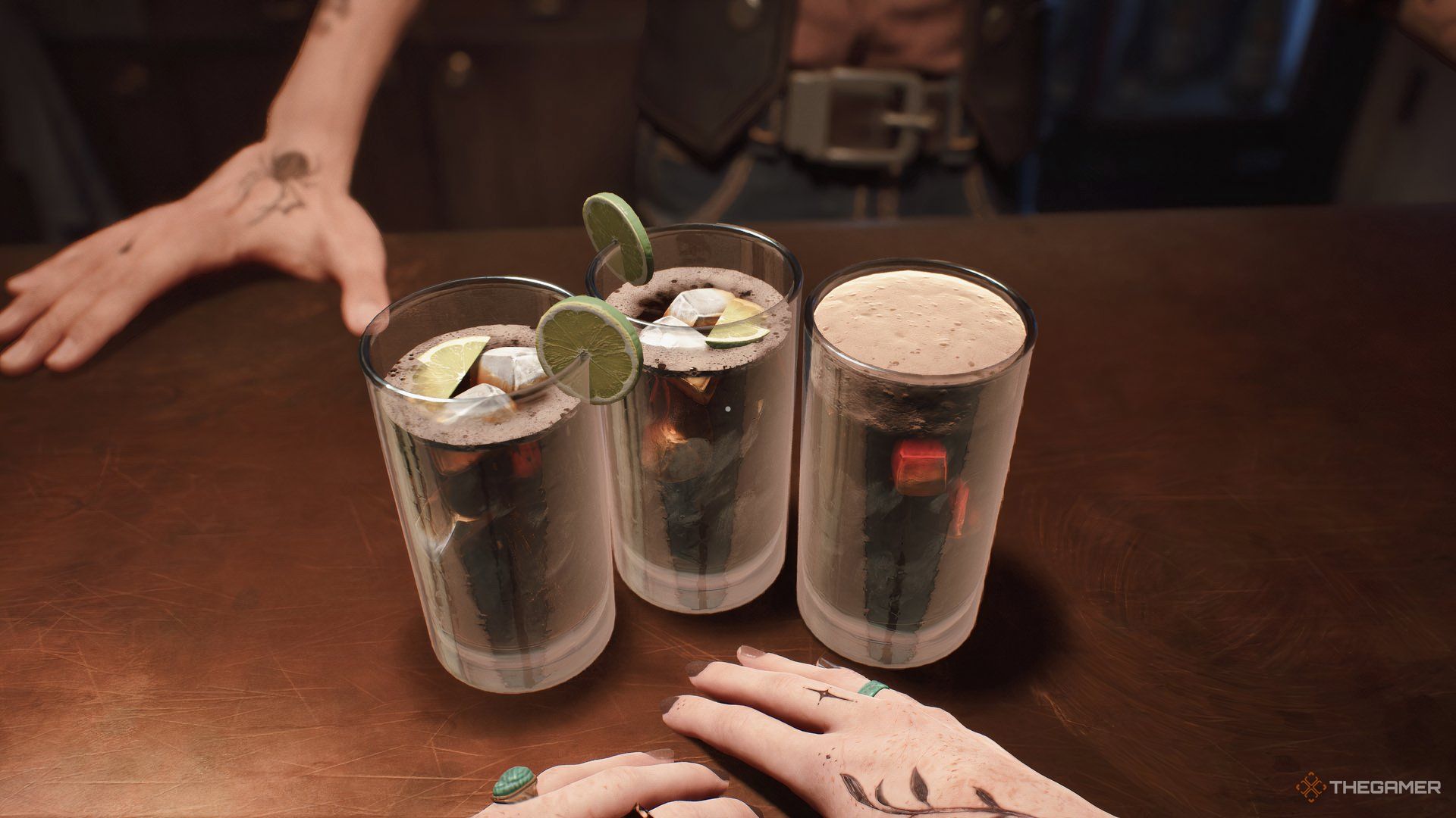 Drinks in a bar in Lost Records: Bloom & Rage.