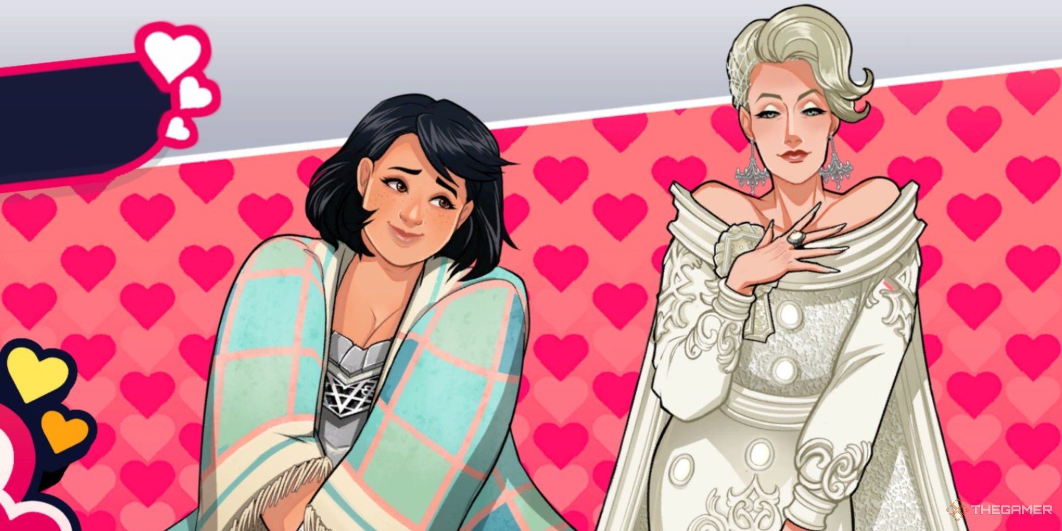 Florence and Celia in a polyamorous relationship with the player in Date Everything.