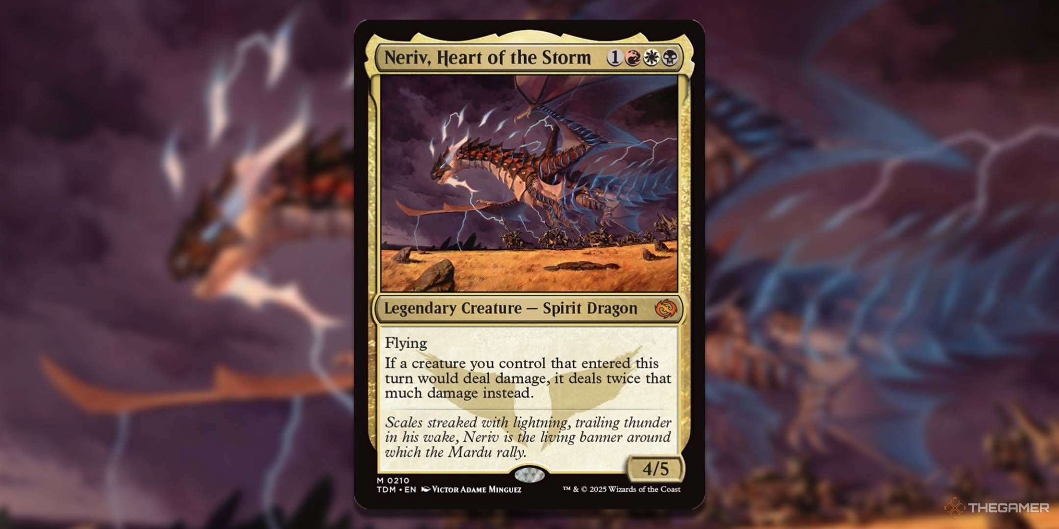 MTG Neriv, Heart of the Storm card with the art in the background.
