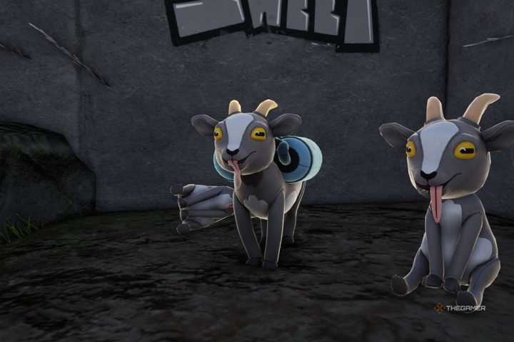 Plushie Pilgor wearing the Plushie Jetpack in Goat Simulator 3.