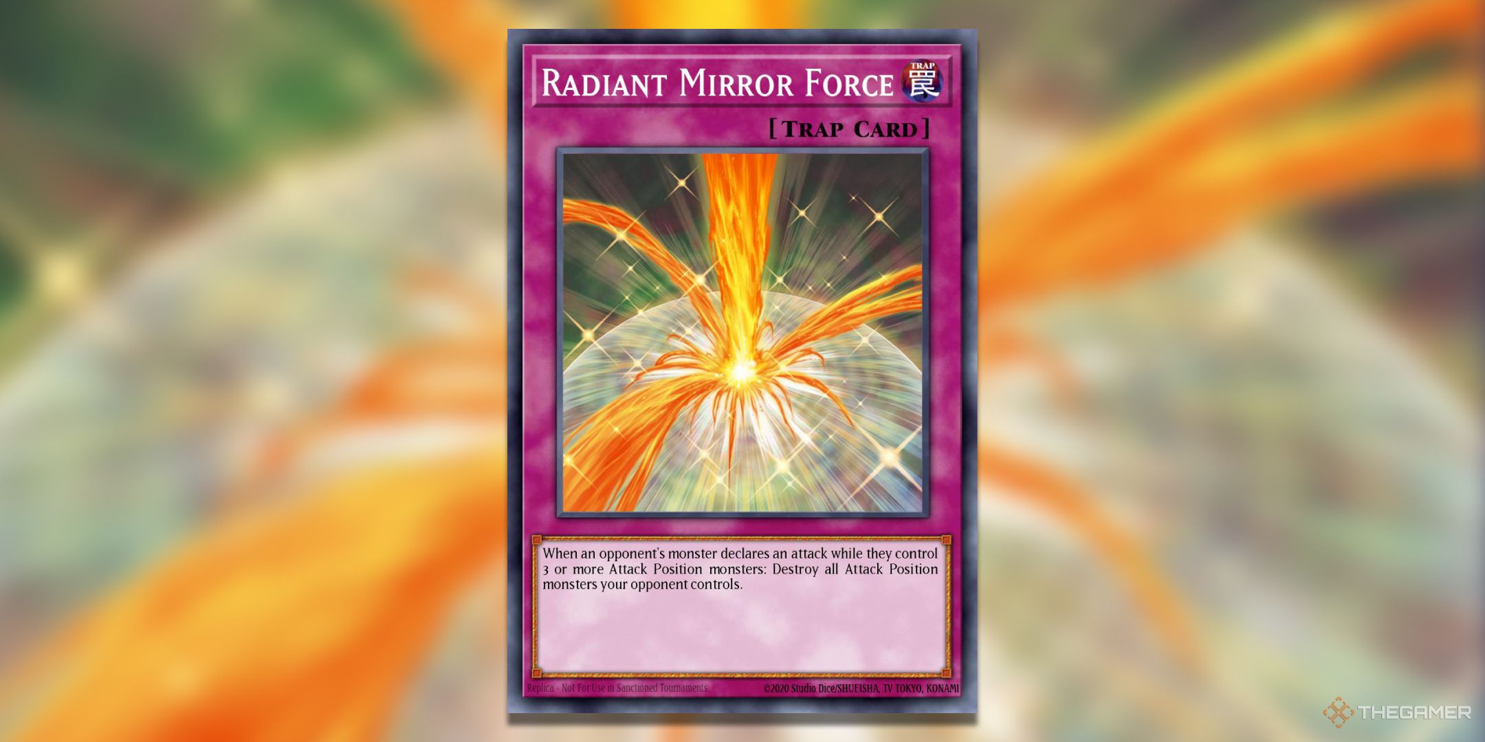 Radiant Mirror Force Yu-Gi-Oh! TCG card art.