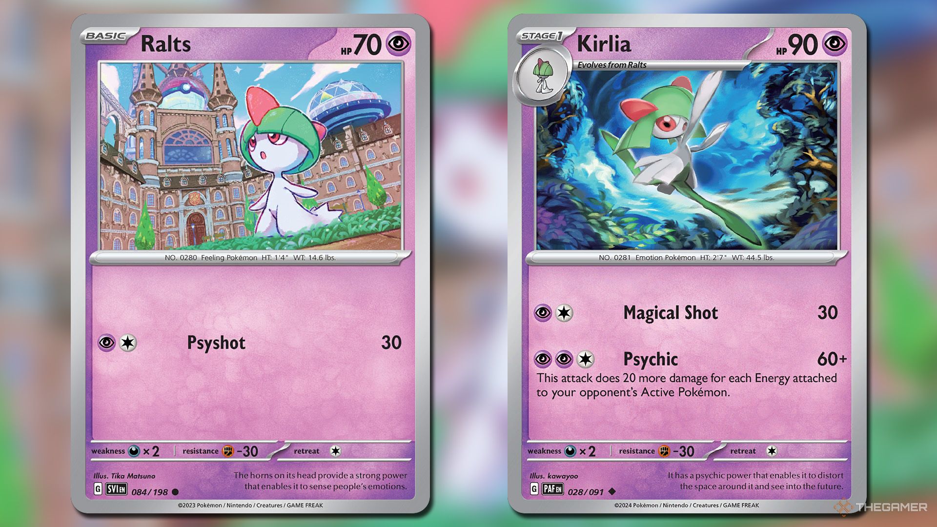 Ralts and Kirlia cards in Pokemon TCG.