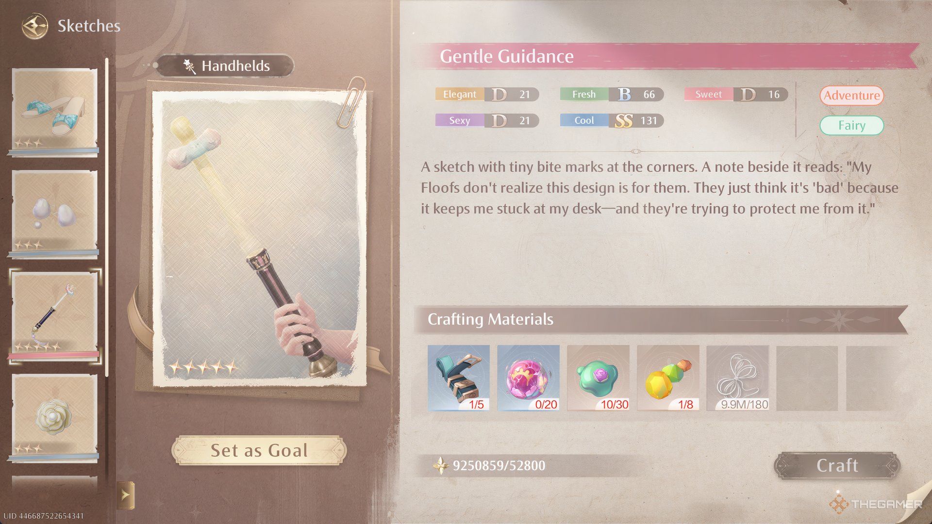 The sketch for Gentle Guidance is shown in Infinity Nikki.