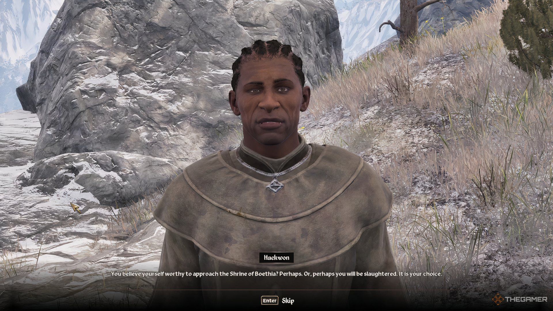 Talking to Hackwon in The Elder Scrolls IV Oblivion Remastered.
