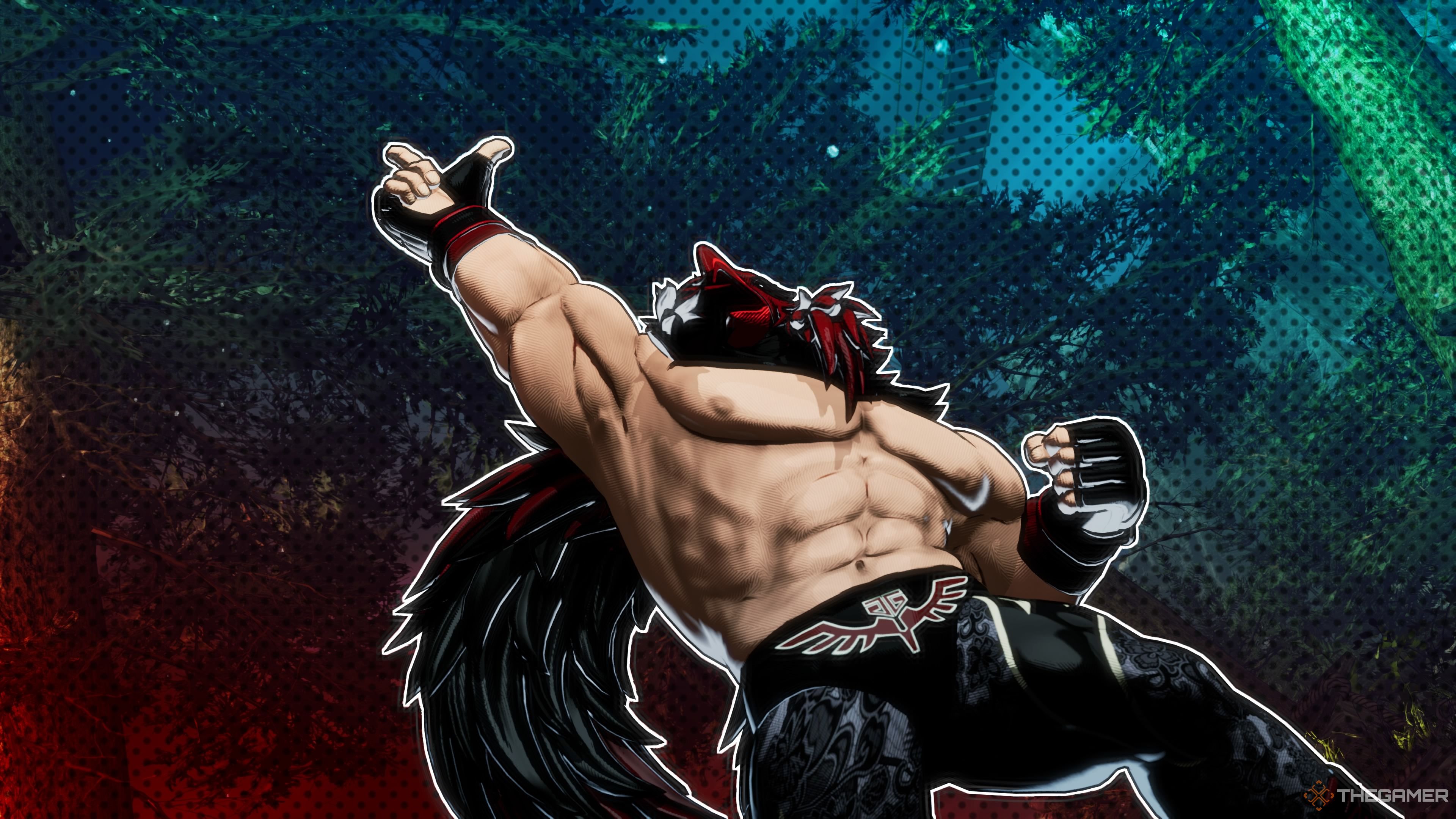 Tizoc pointing his finger into the air in Fatal Fury City of the Wolves.