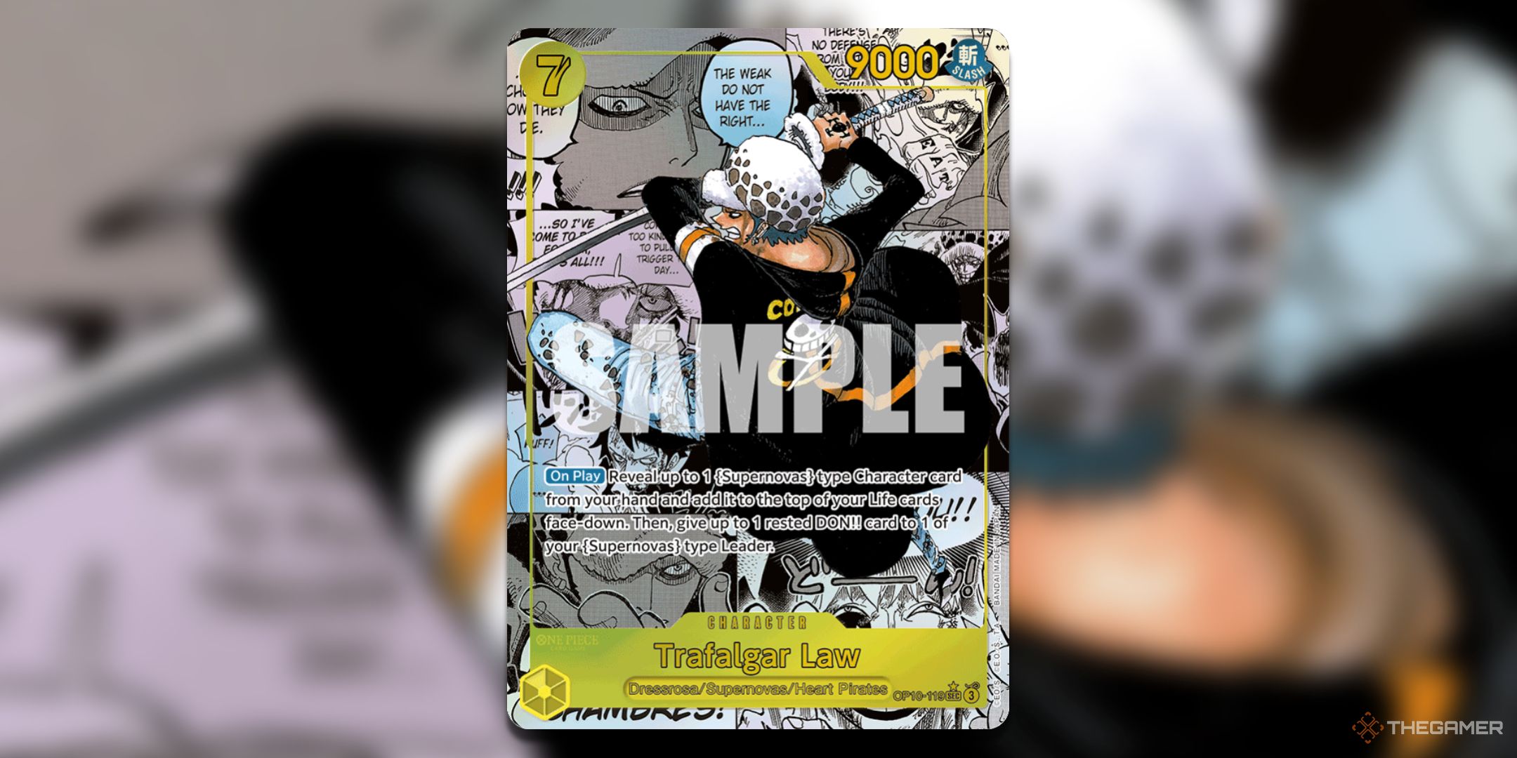 Trafalgar Law Manga Rare card from One Piece Card Game's Royal Blood set.