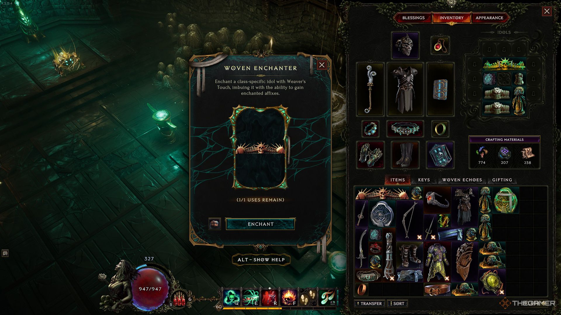 Enchanting an Acolyte Idol at the Woven Enchanter in Last Epoch.