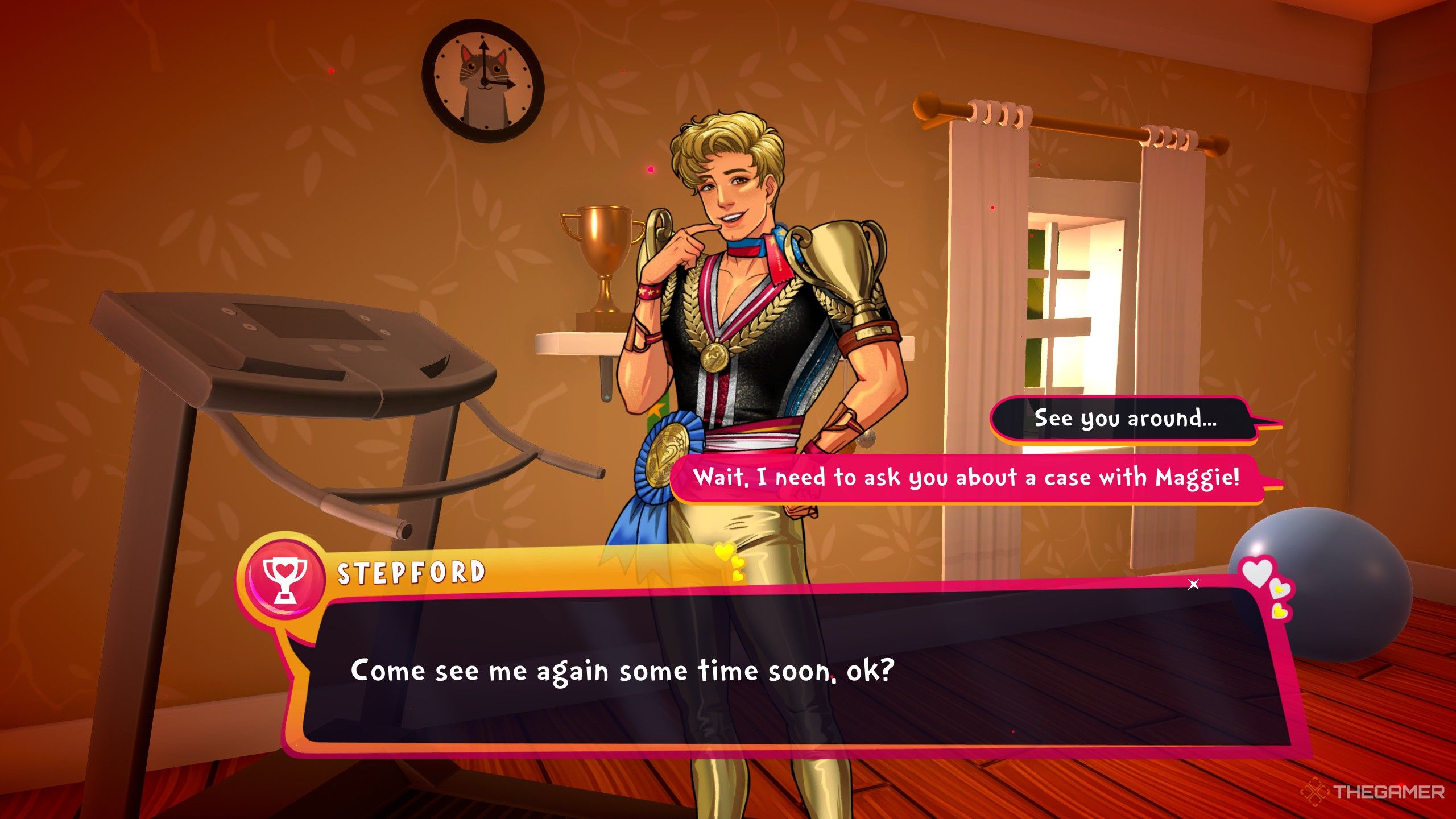 Talking to stepford about the case with Maggie.