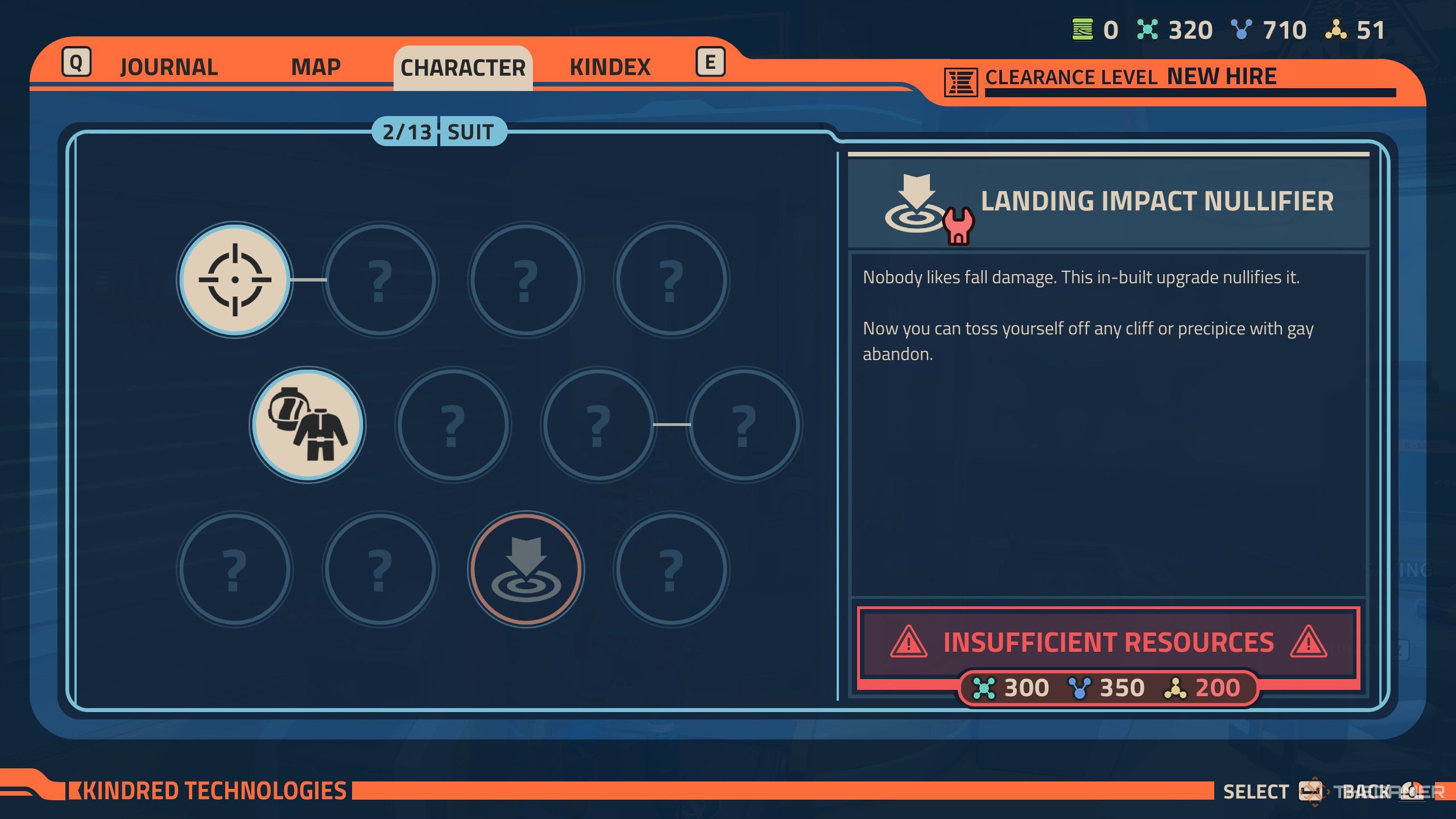 Revenge of the savage planet upgrade landing impact nullifier.