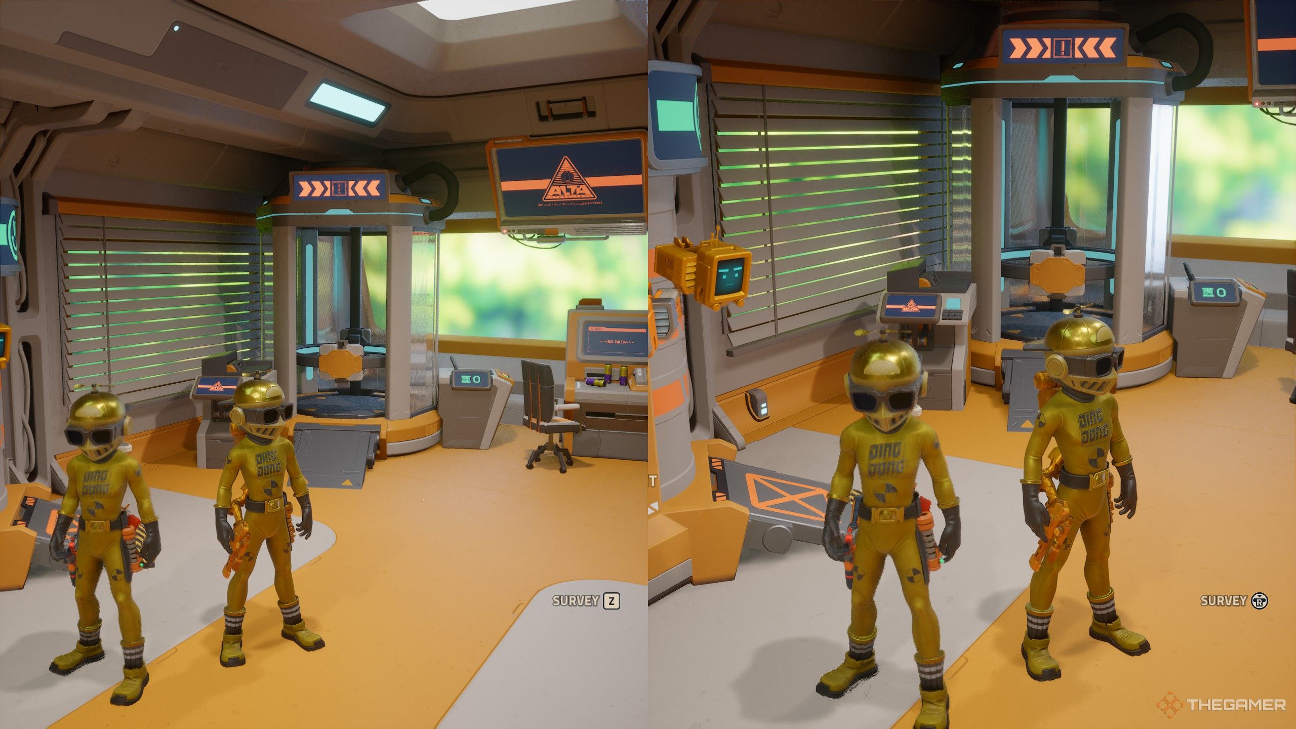 Both players wearing the ding dong suit in revenge of the savage planet.