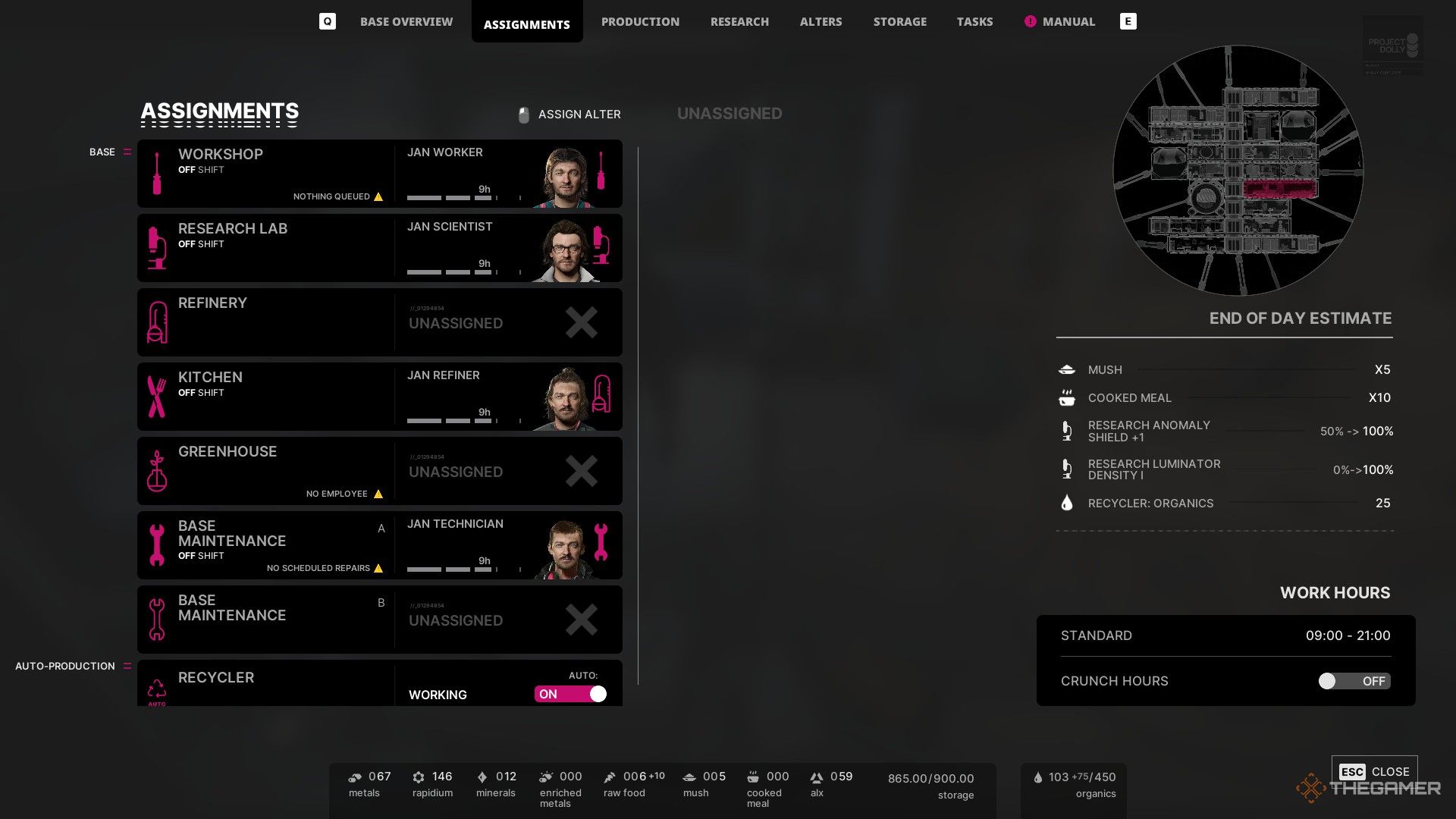 characters are assigned to their tasks for the day from the menu in the alters.