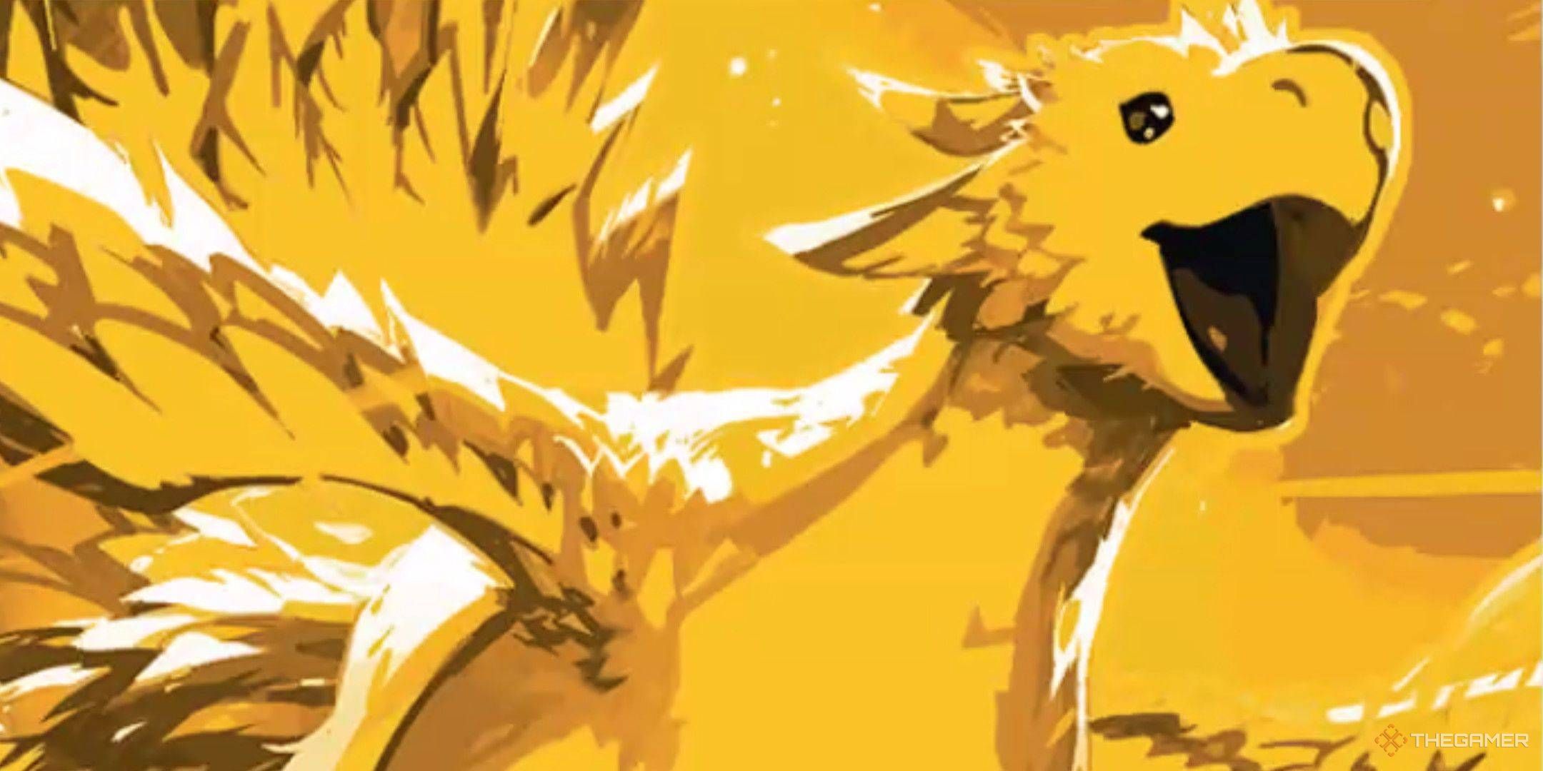 A golden chocobo in Final Fantasy MTG.
