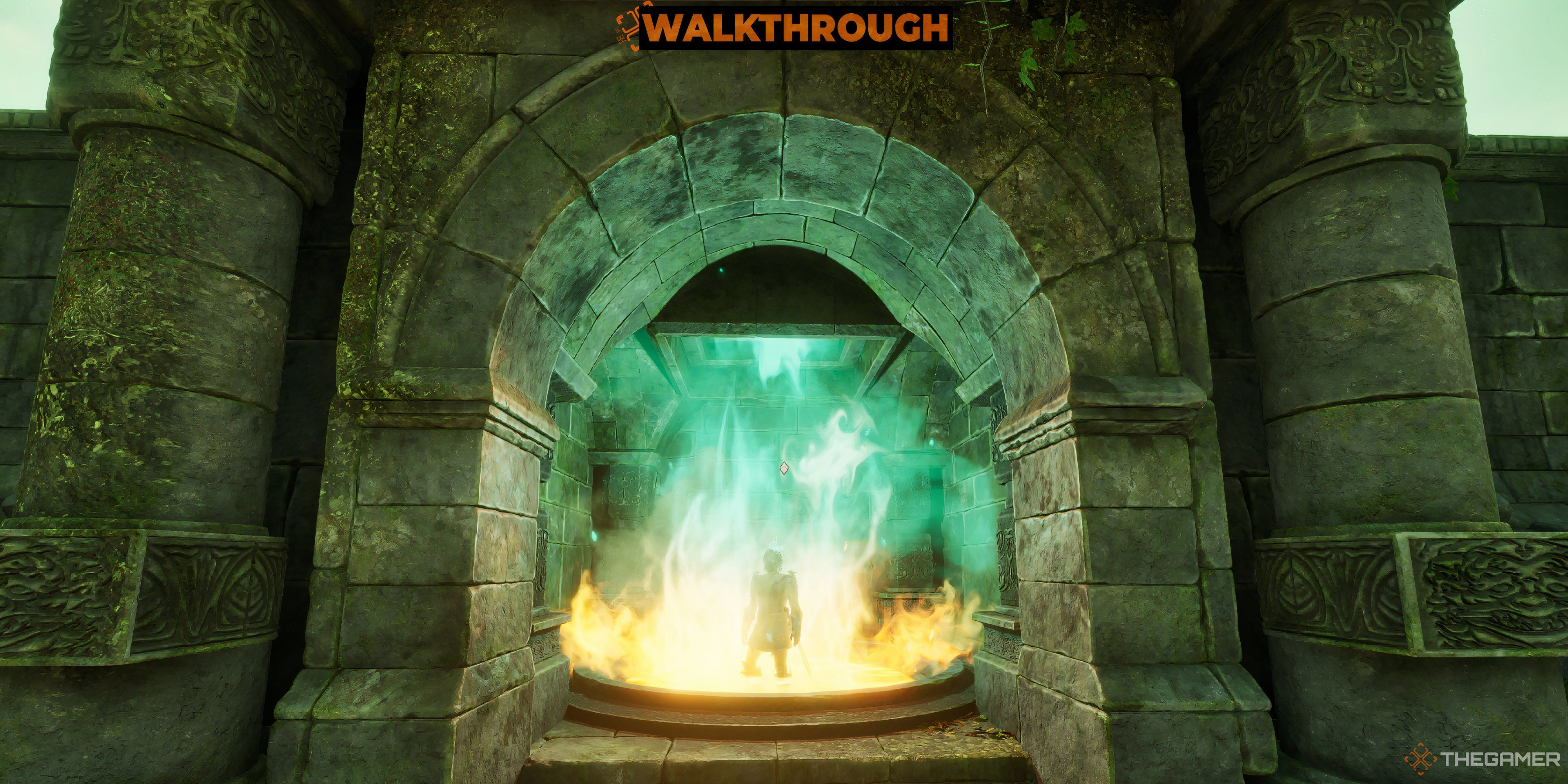 A picture of the player inside the flame of Agnon - Oblivion Remastered