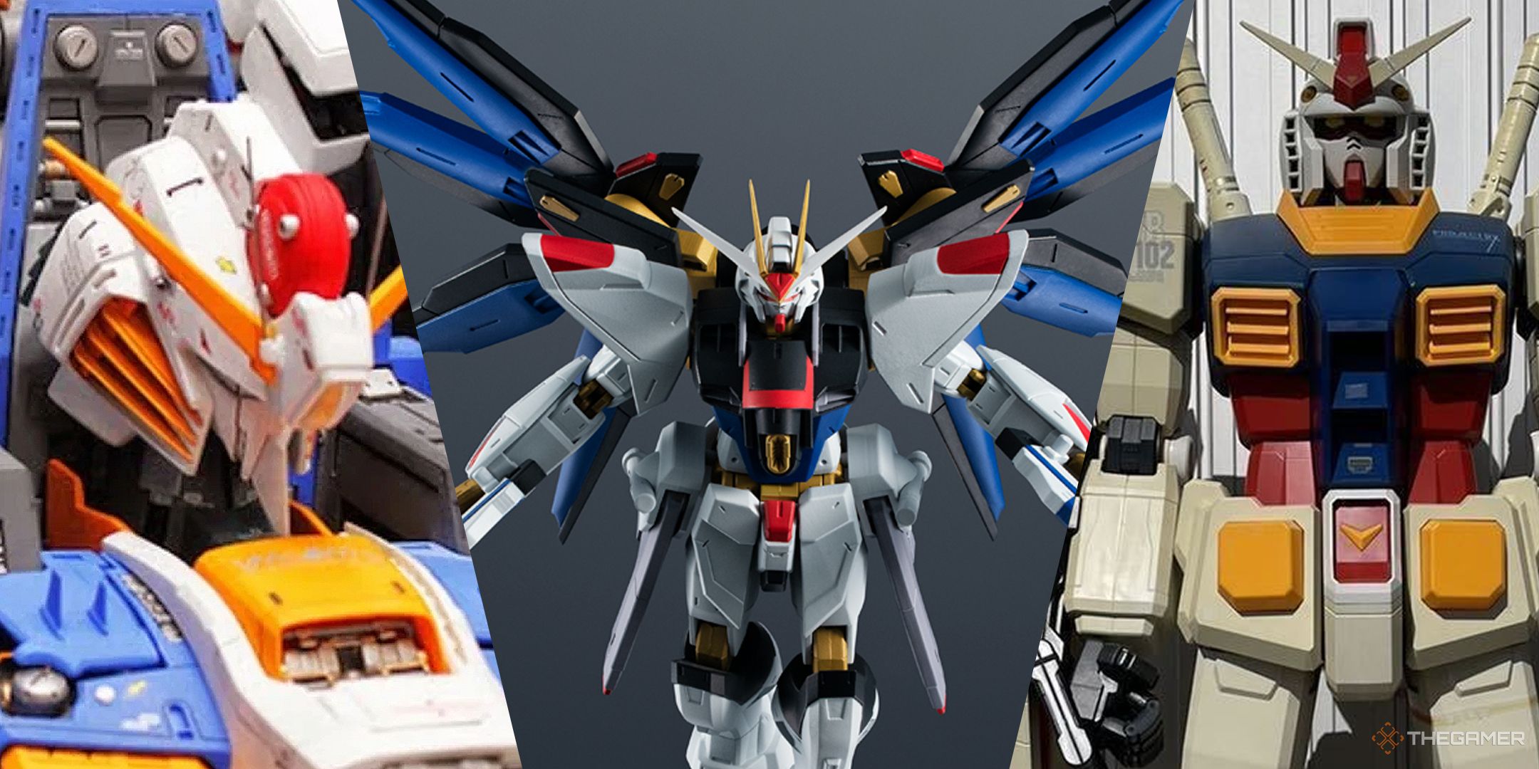 A Split Image Featuring Various Gundam Collectibles.