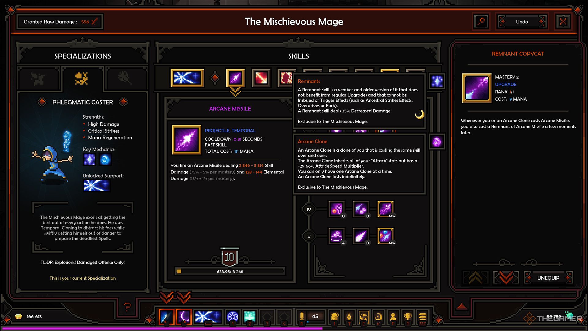 The skill description of Arcane Missile in The Slormancer.