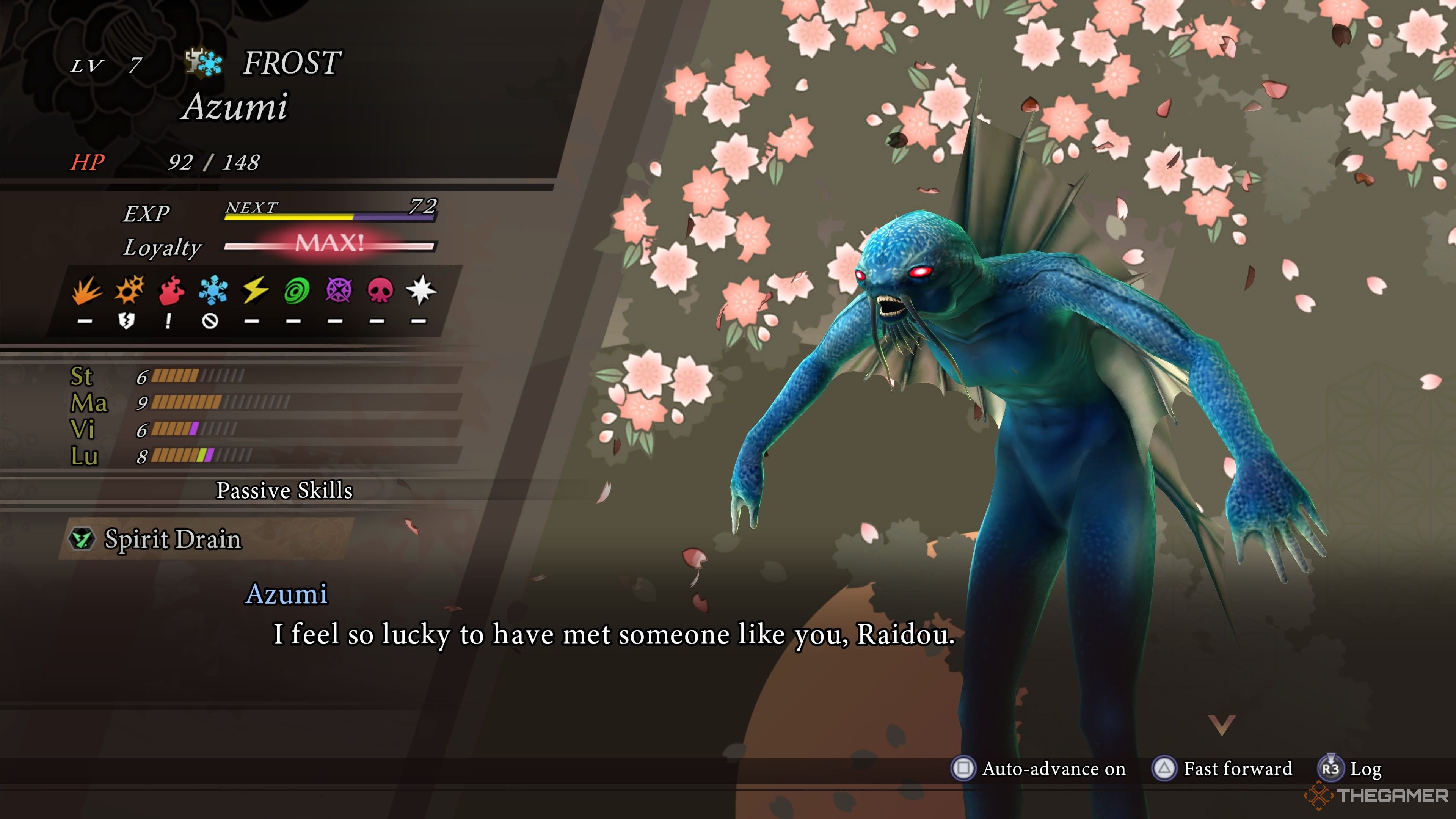 Azumi maxing loyalty with Raidou in Raidou Remastered The Mystery of the Soulless Army.
