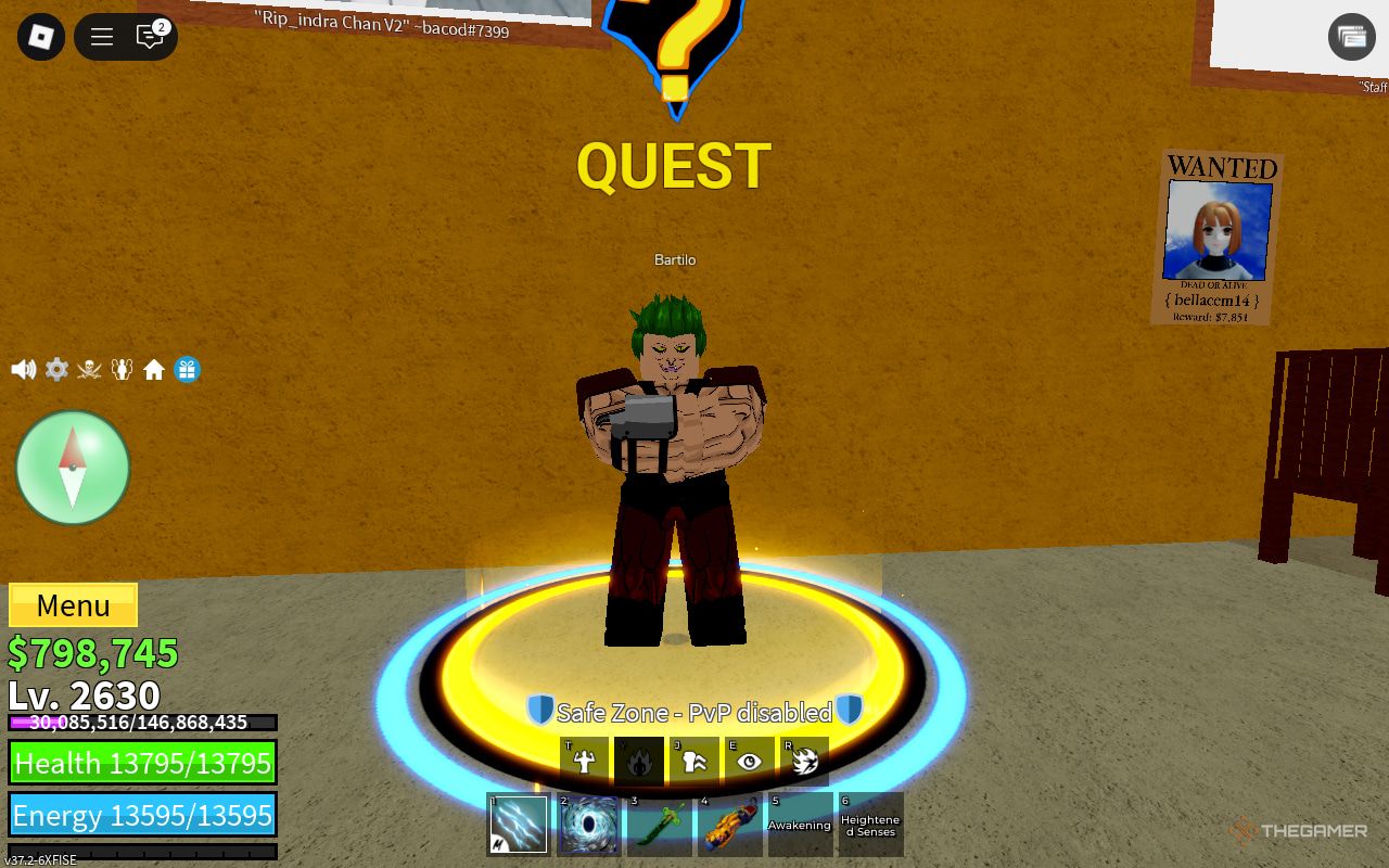 Bartilo NPC at the Cafe in Blox Fruits.