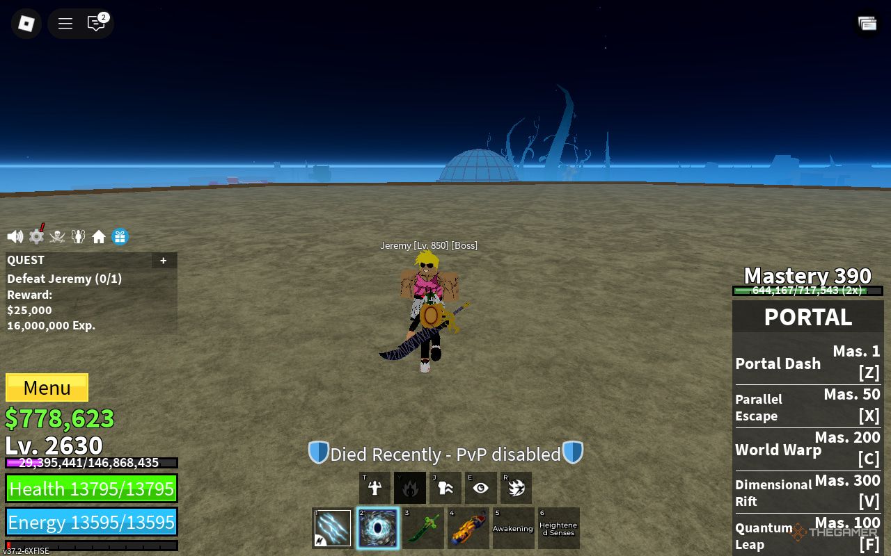 Fighting Jeremy in Blox Fruits. 
