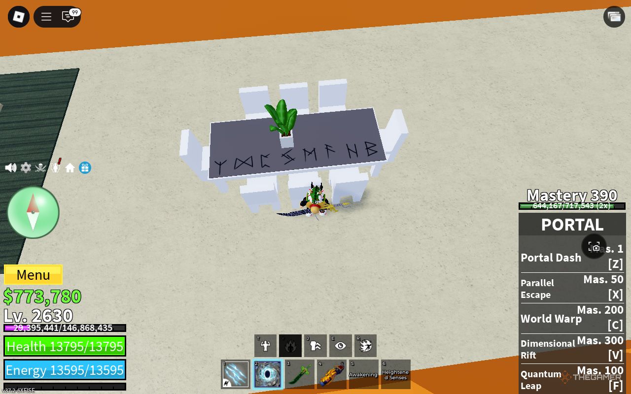 Puzzle Symbols on a table in Don Swan's Mansion in Blox Fruits.