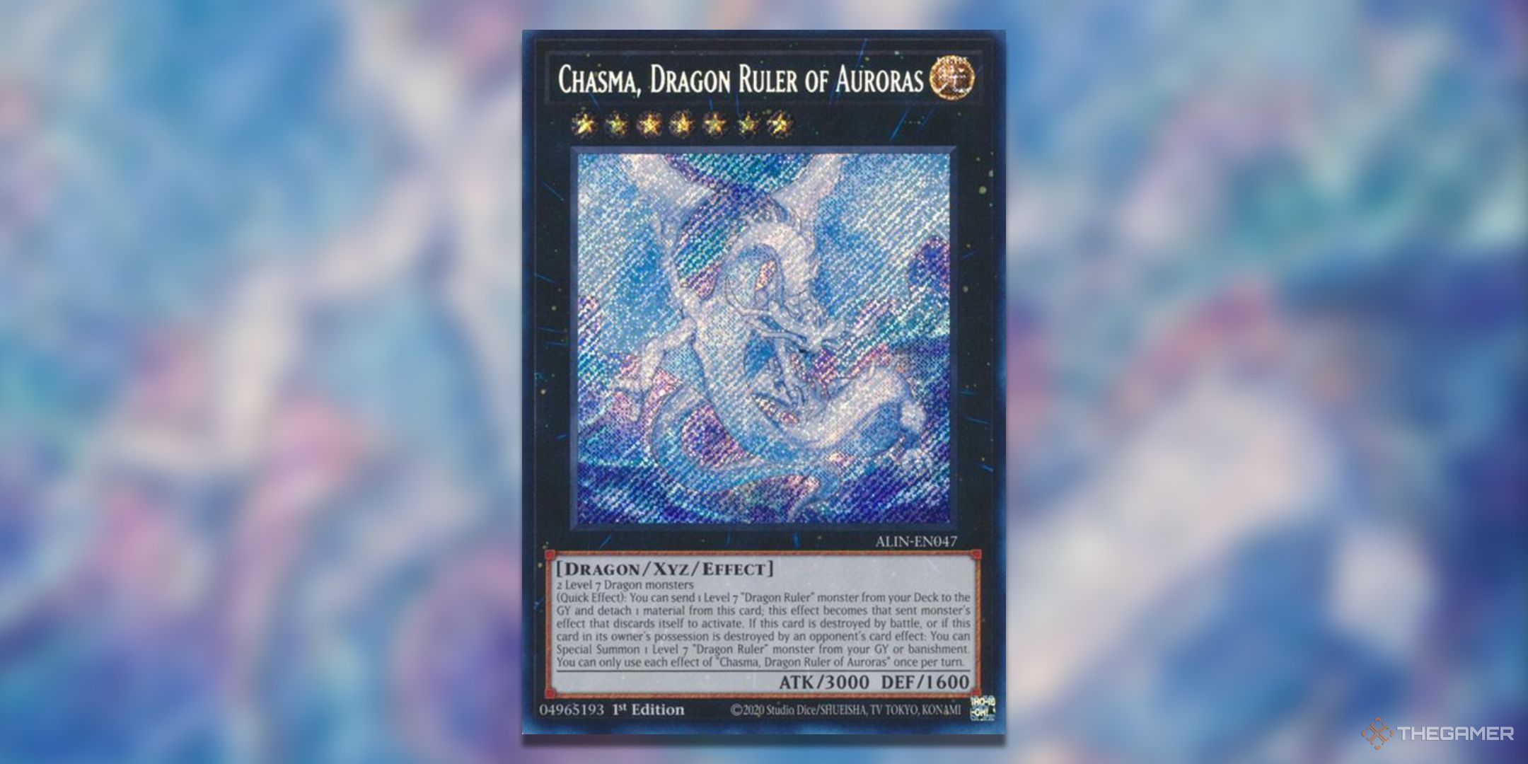 Chasma, Dragon Ruler of Auroras Yu-Gi-Oh! TCG secret rare card art from Alliance Insight.