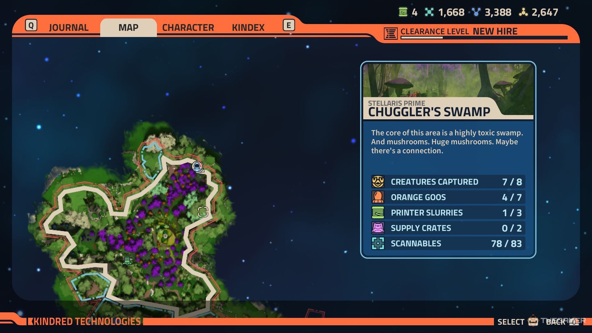Chuggler's Swamp Printer Slurry location on Stellaris Prime in Revenge of the Savage Planet.