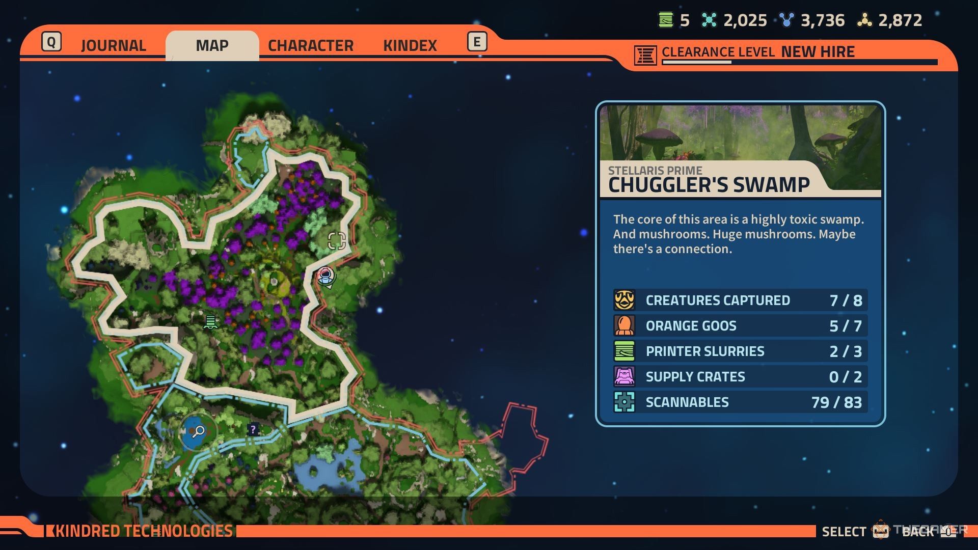 Chuggler's Swamp rail Printer Slurry location on Stellaris Prime in Revenge of the Savage Planet.