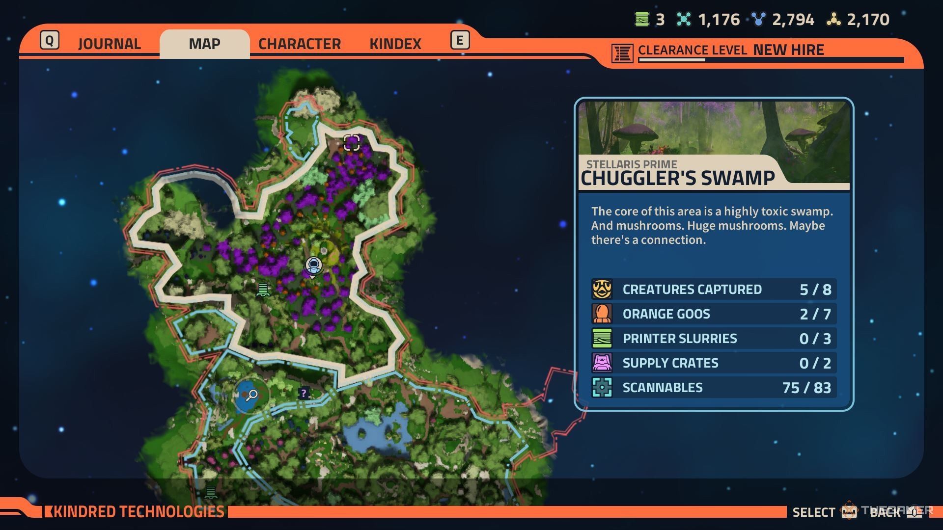Chuggler's Swamp tree Printer Slurry location on Stellaris Prime in Revenge of the Savage Planet.