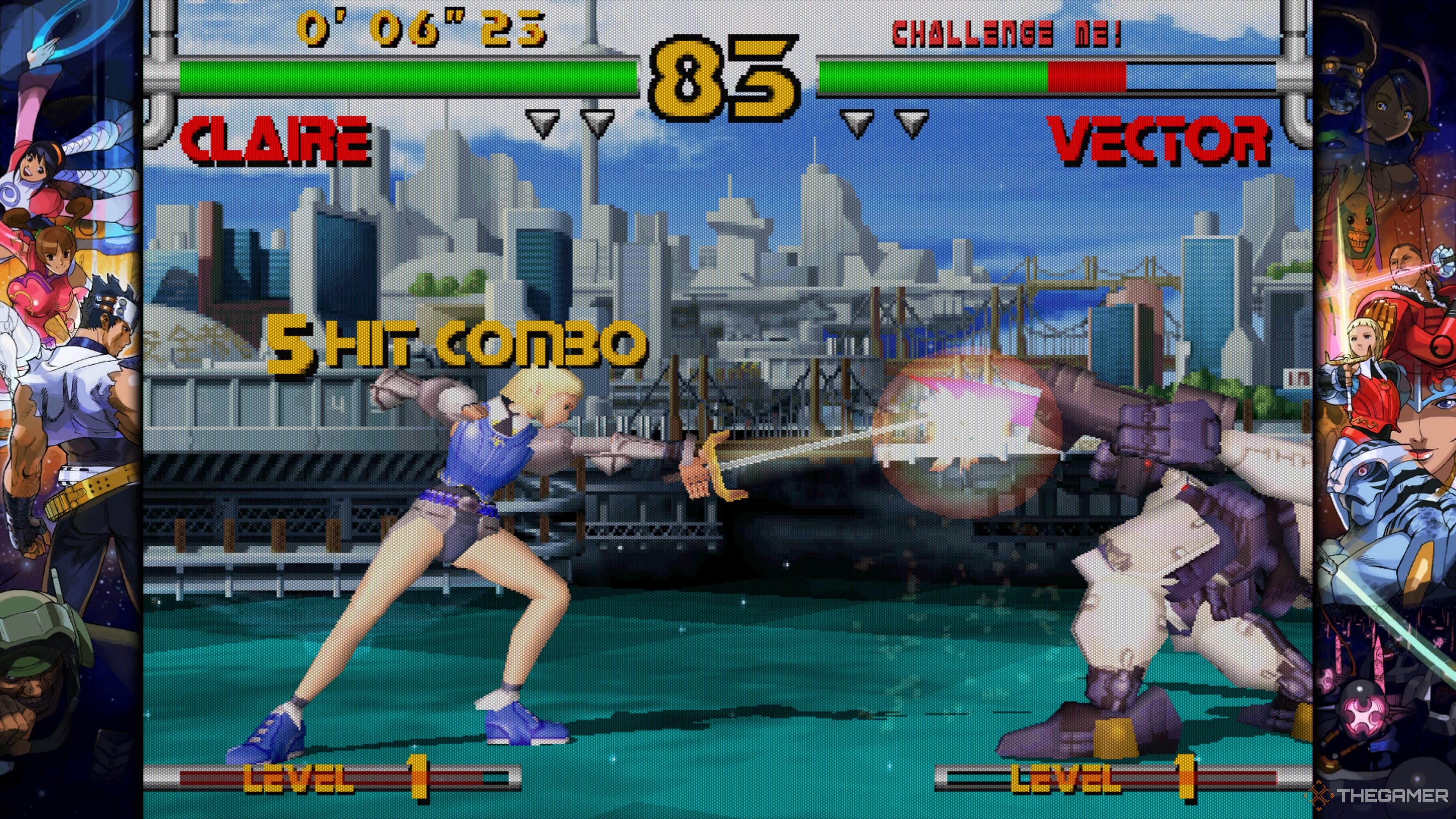 Claire stabbing Vector in Plasma Sword.