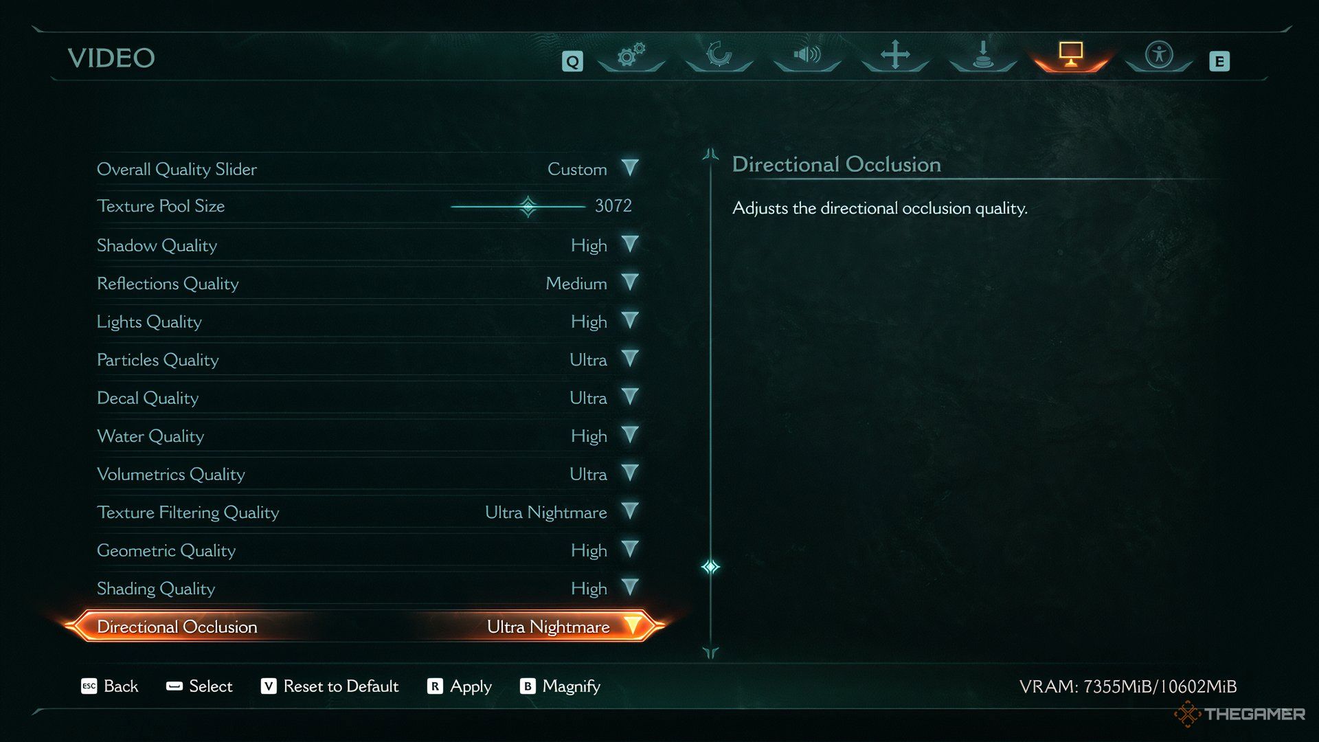 At the advanced settings in DOOM: The Dark Ages. 
