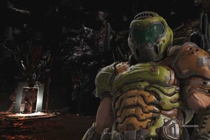 doomslayer in a quake reimagining screenshot.
