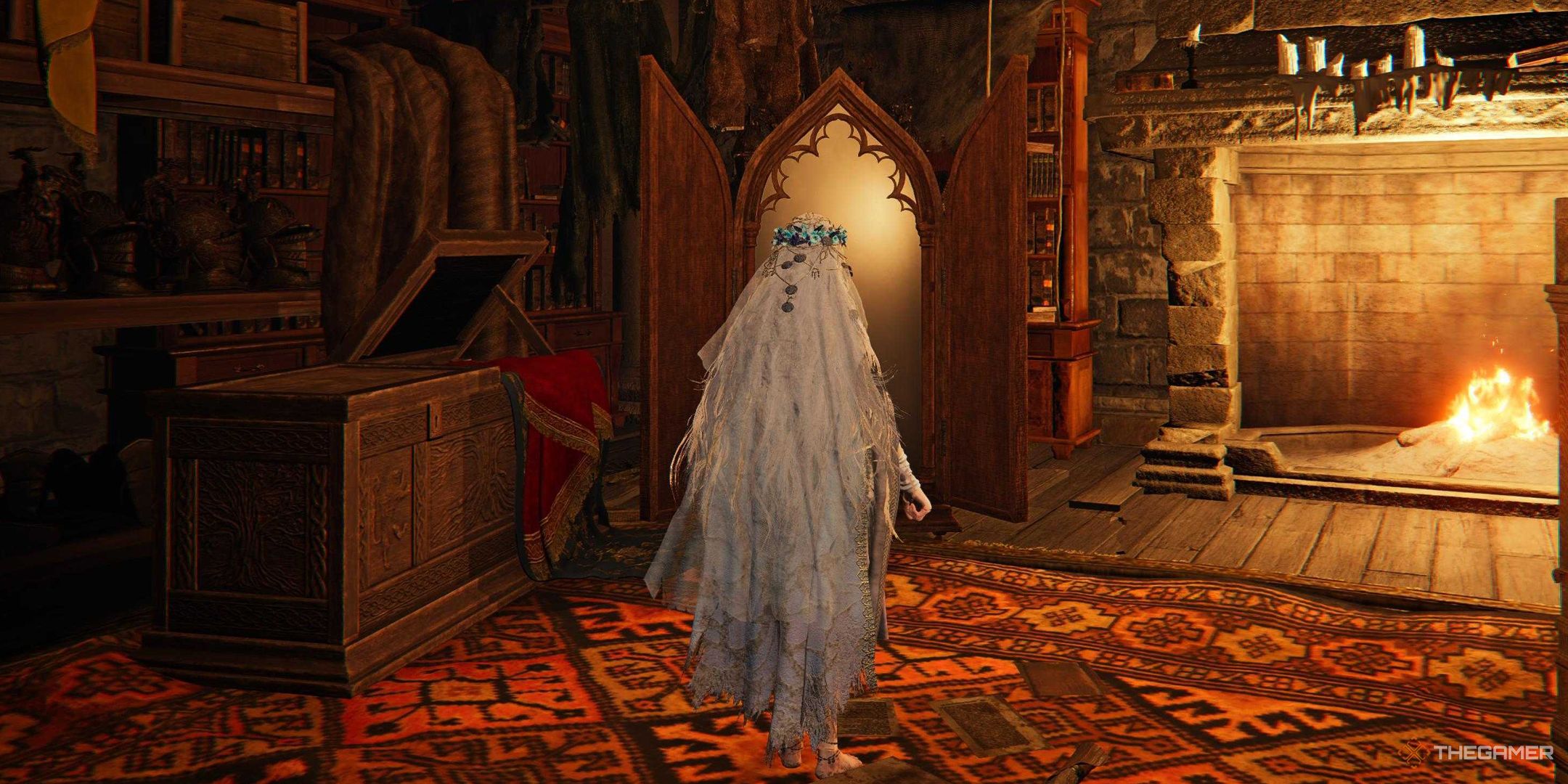 Elden Ring Nightreign Revenant looking into the mirror.