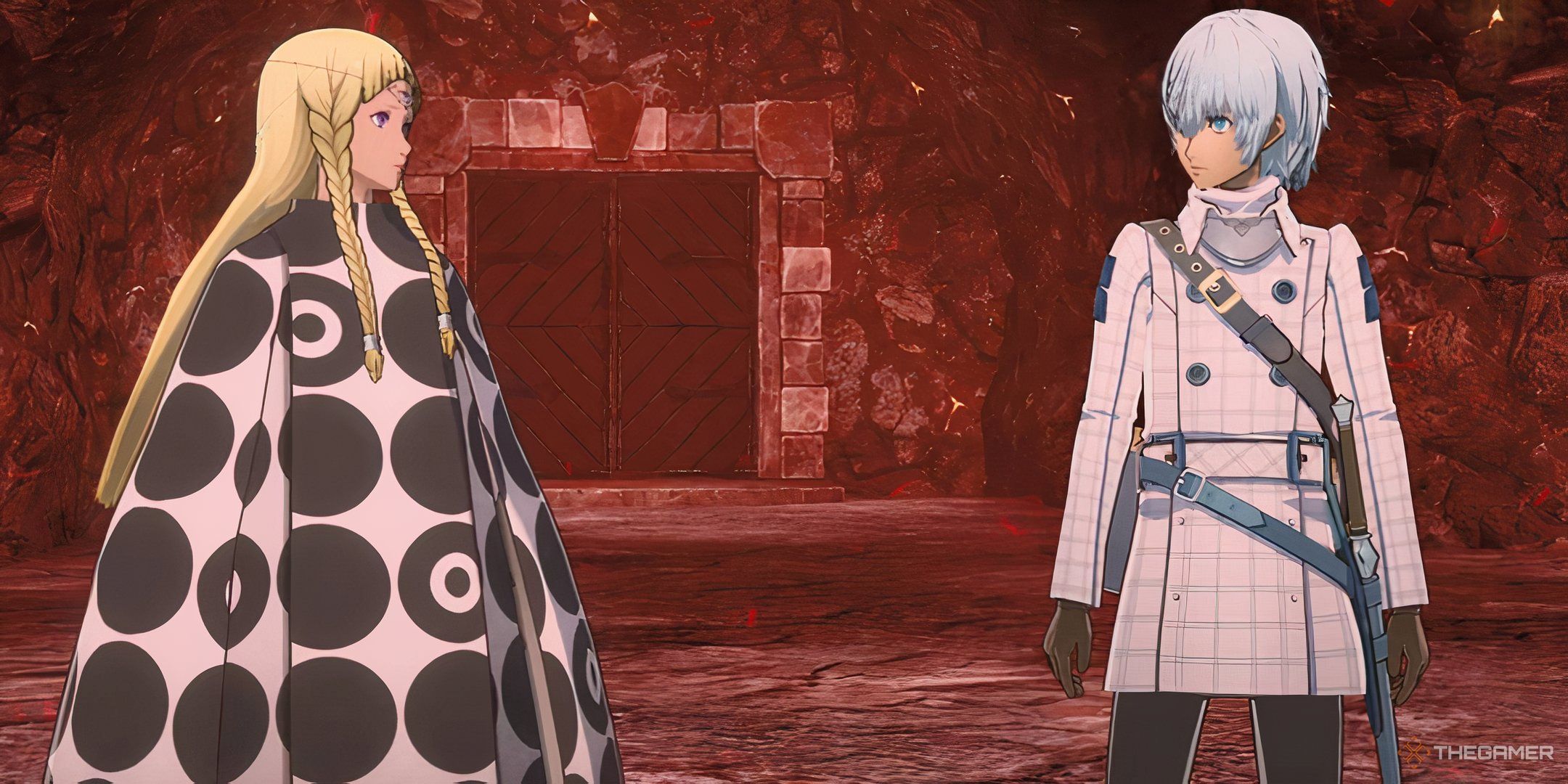 Eupha and the protagonist of Metaphor ReFantazio at Mount Vulkano.