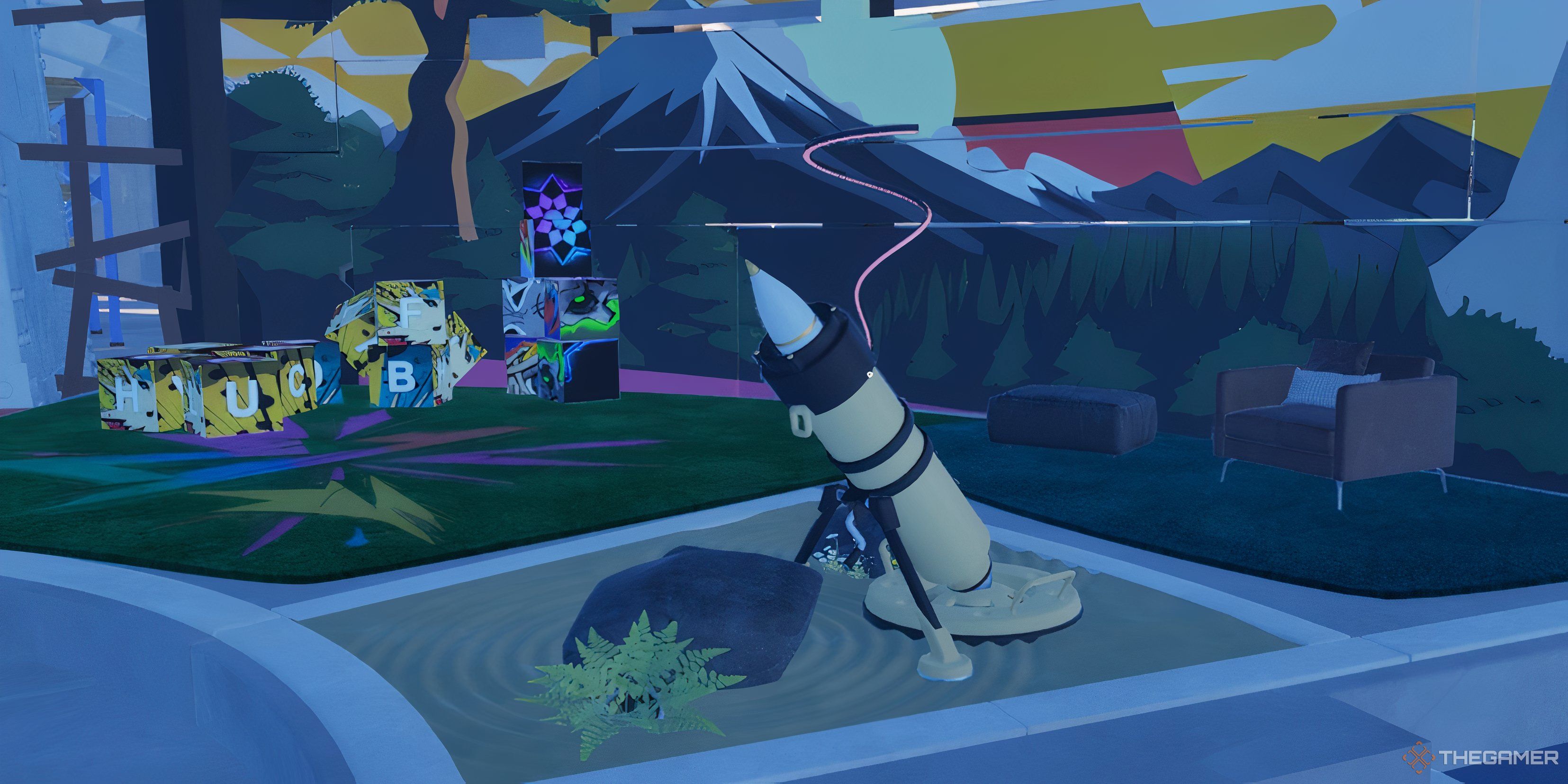 Close up view of the Mortar on the Motarbase with the Mortar Missile inside it in the rest area in Cash Cleaner Simulator.