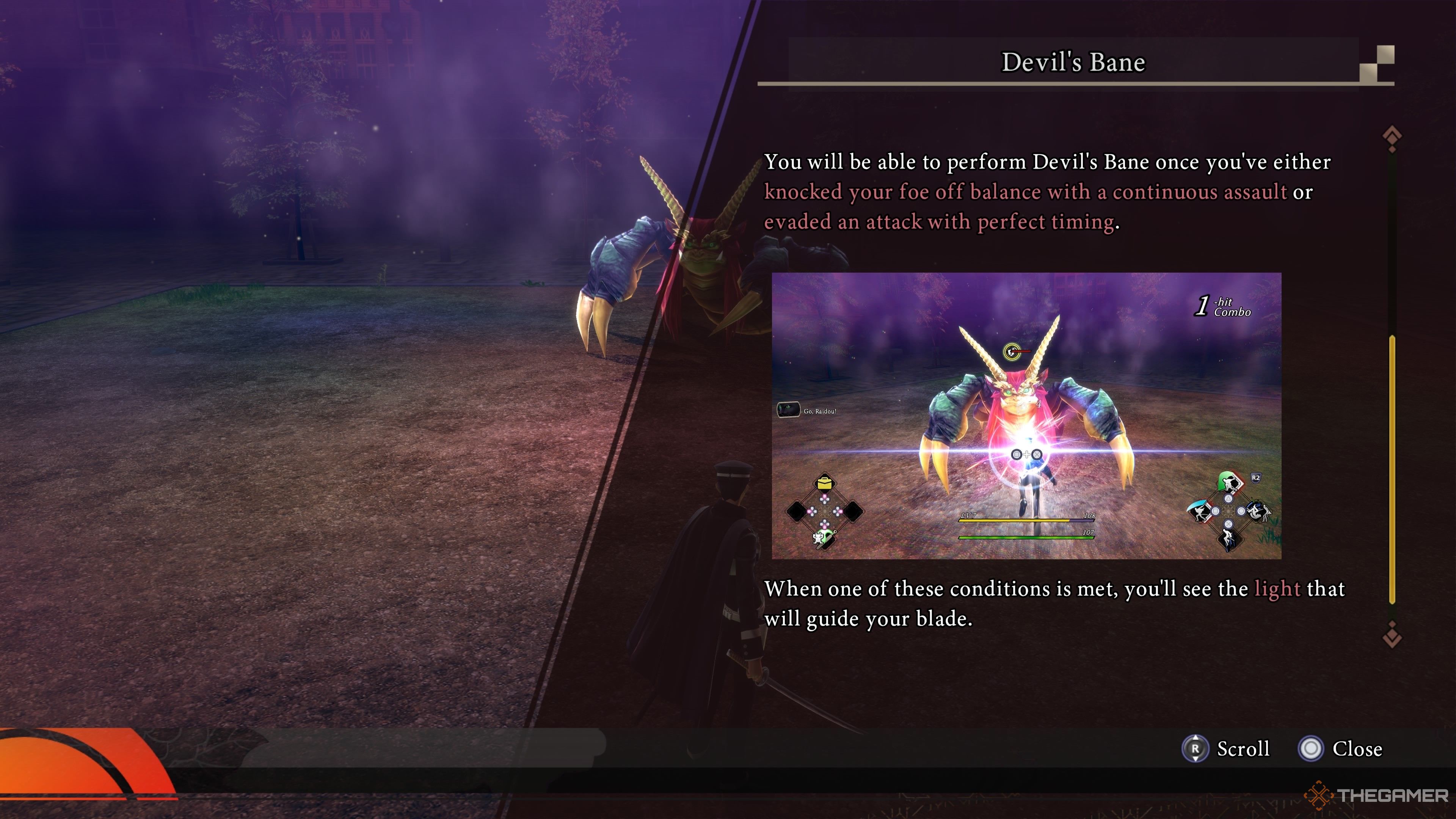 Introduction to the devil's bane abiity in Raidou Remastered The Mystery of the Soulless Army.