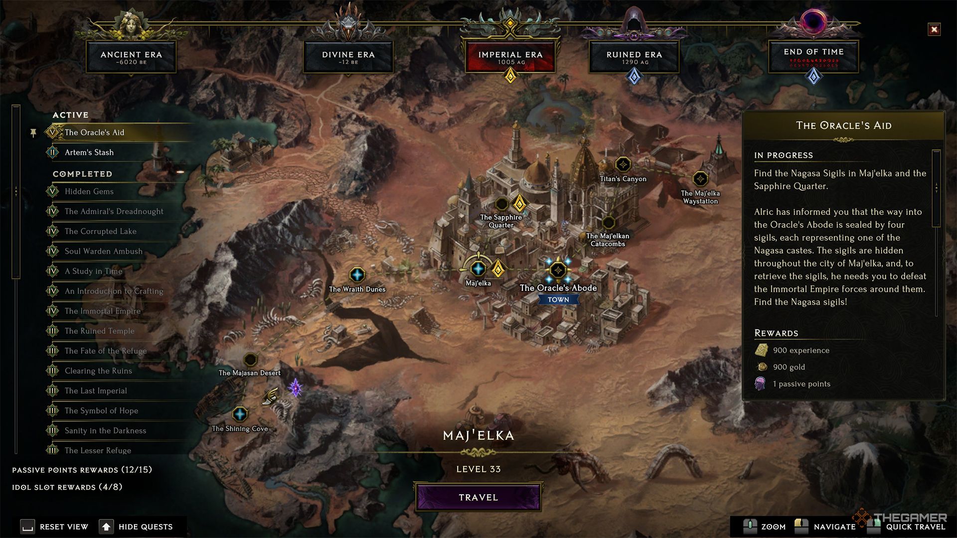 The Oracle's Aid Main Quest on the map in Last Epoch.