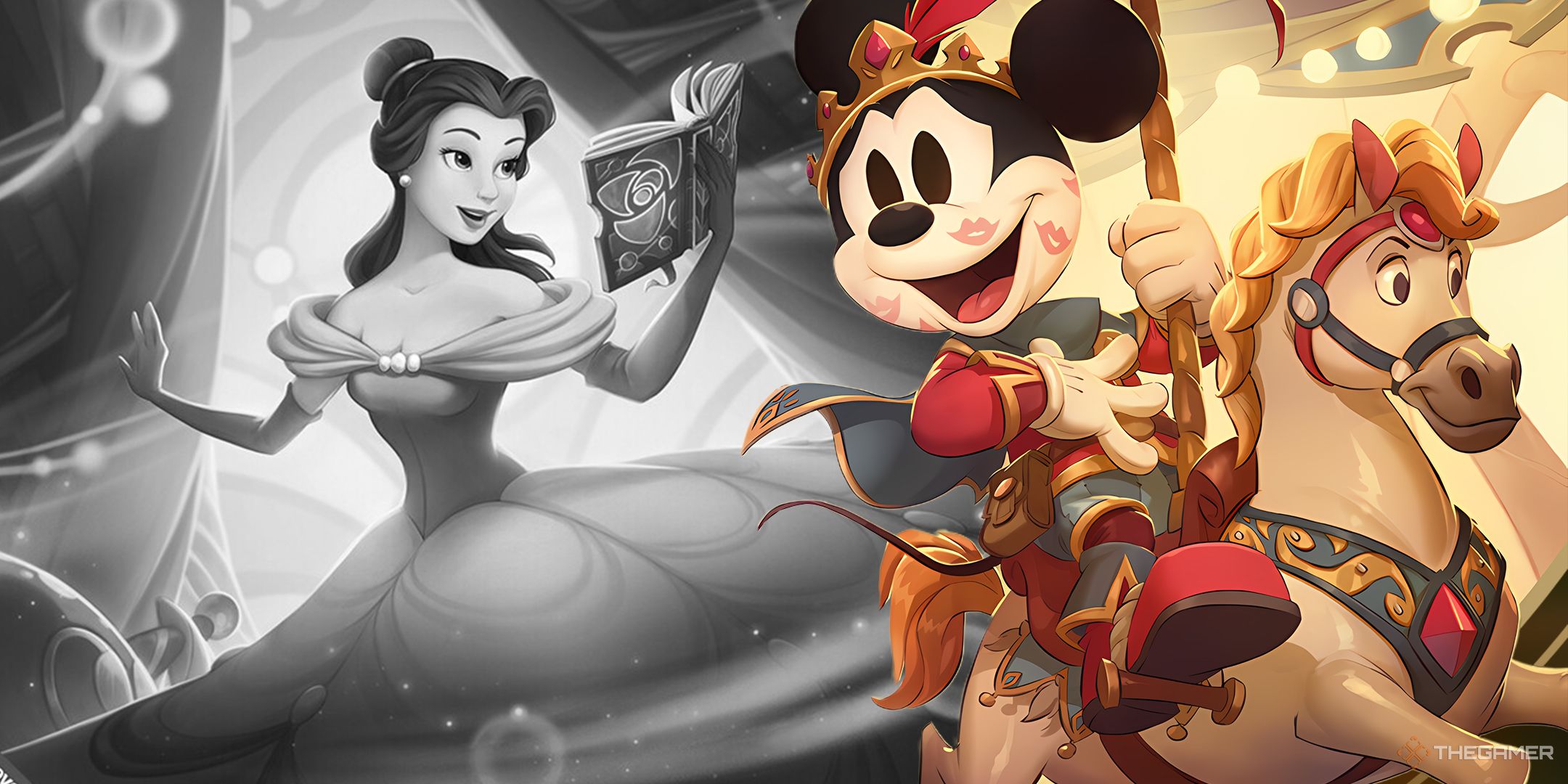 Lorcana Rotation, showing Mickey and Belle.