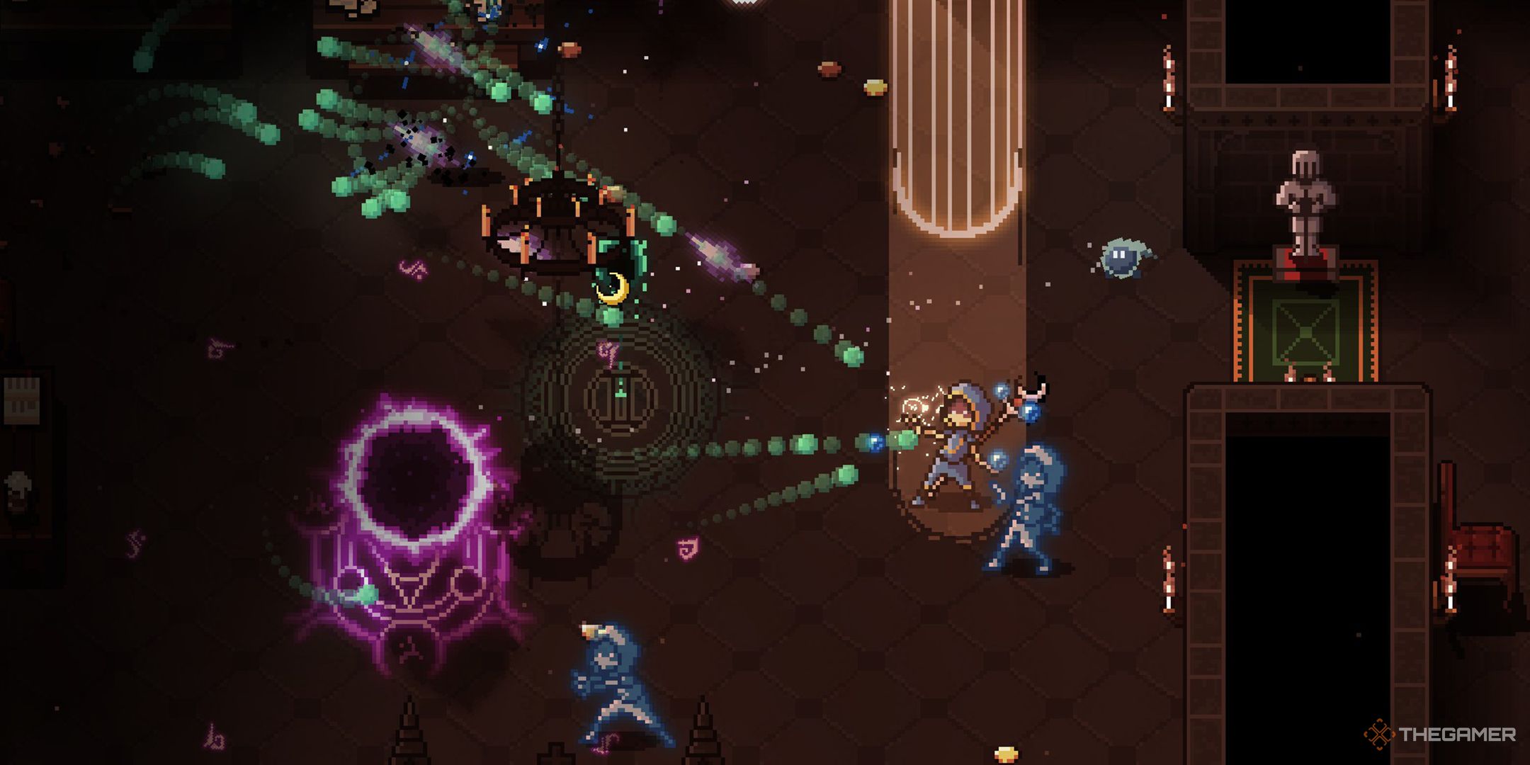 A Mage casting Arcane Missiles alongside Temporal Clones in The Slormancer.