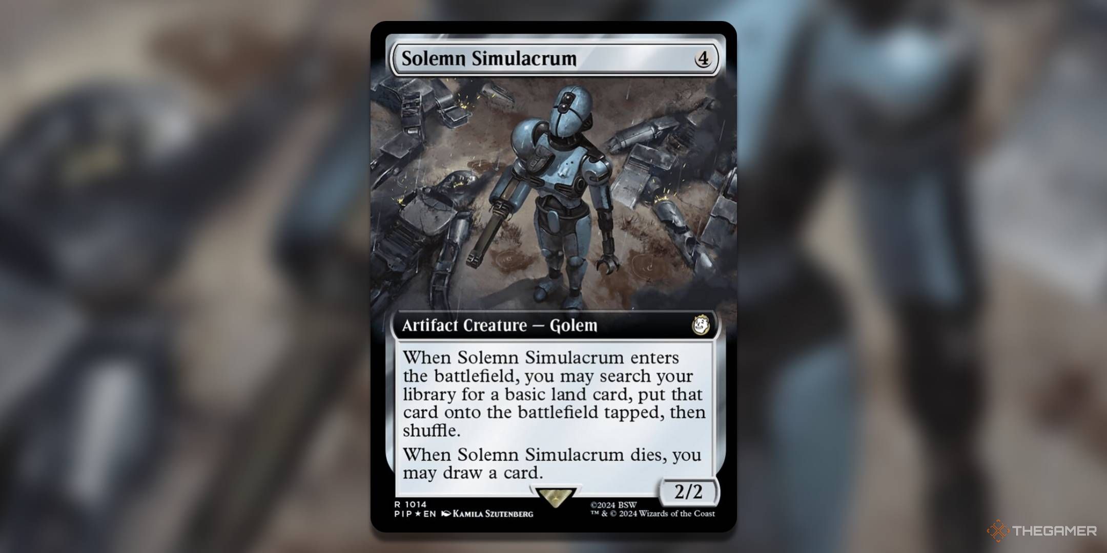 the universes beyond: fallout variant of solemn simulacrum in magic: the gathering.