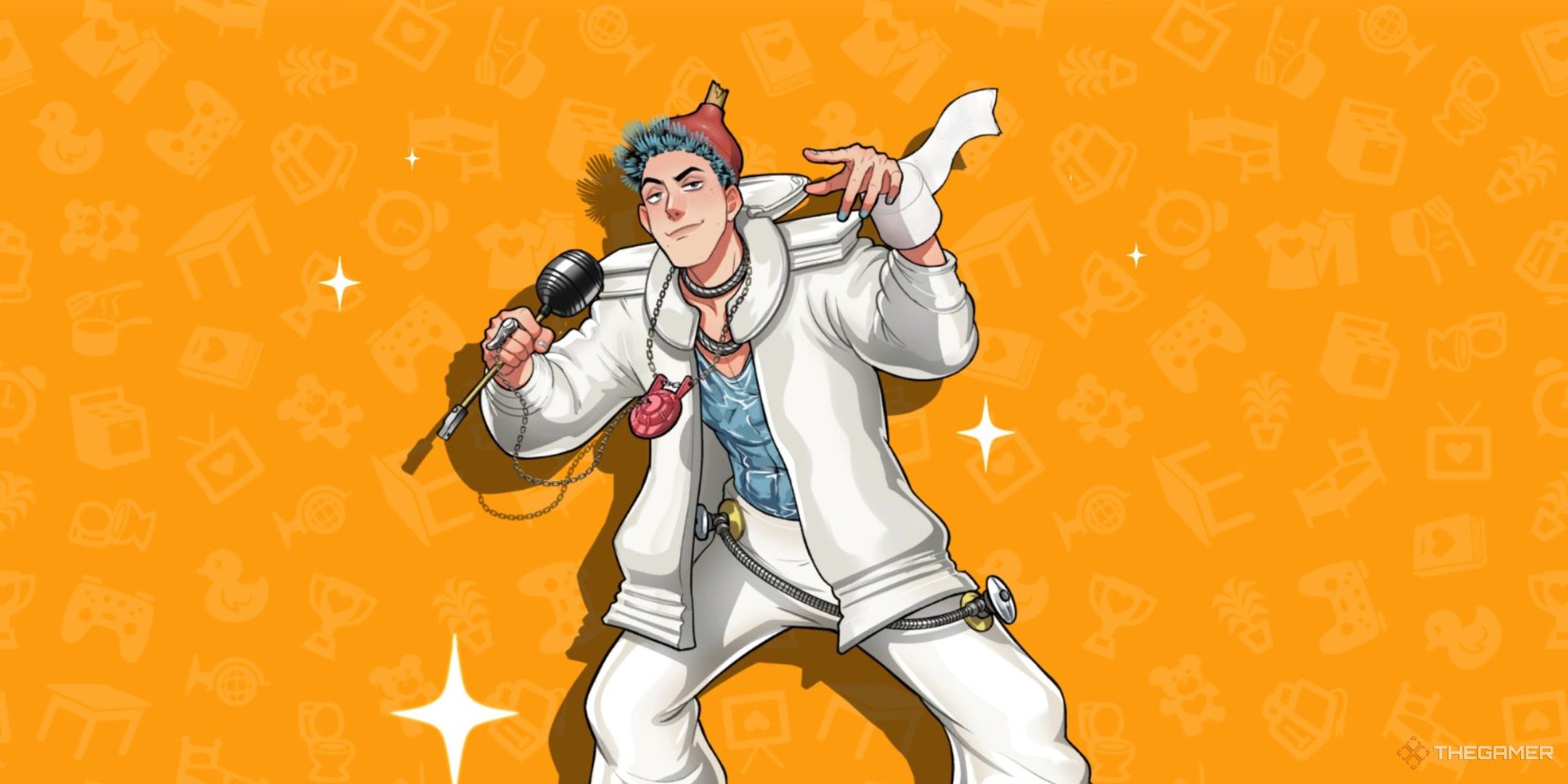 Jean Loo on an orange background from date everything.