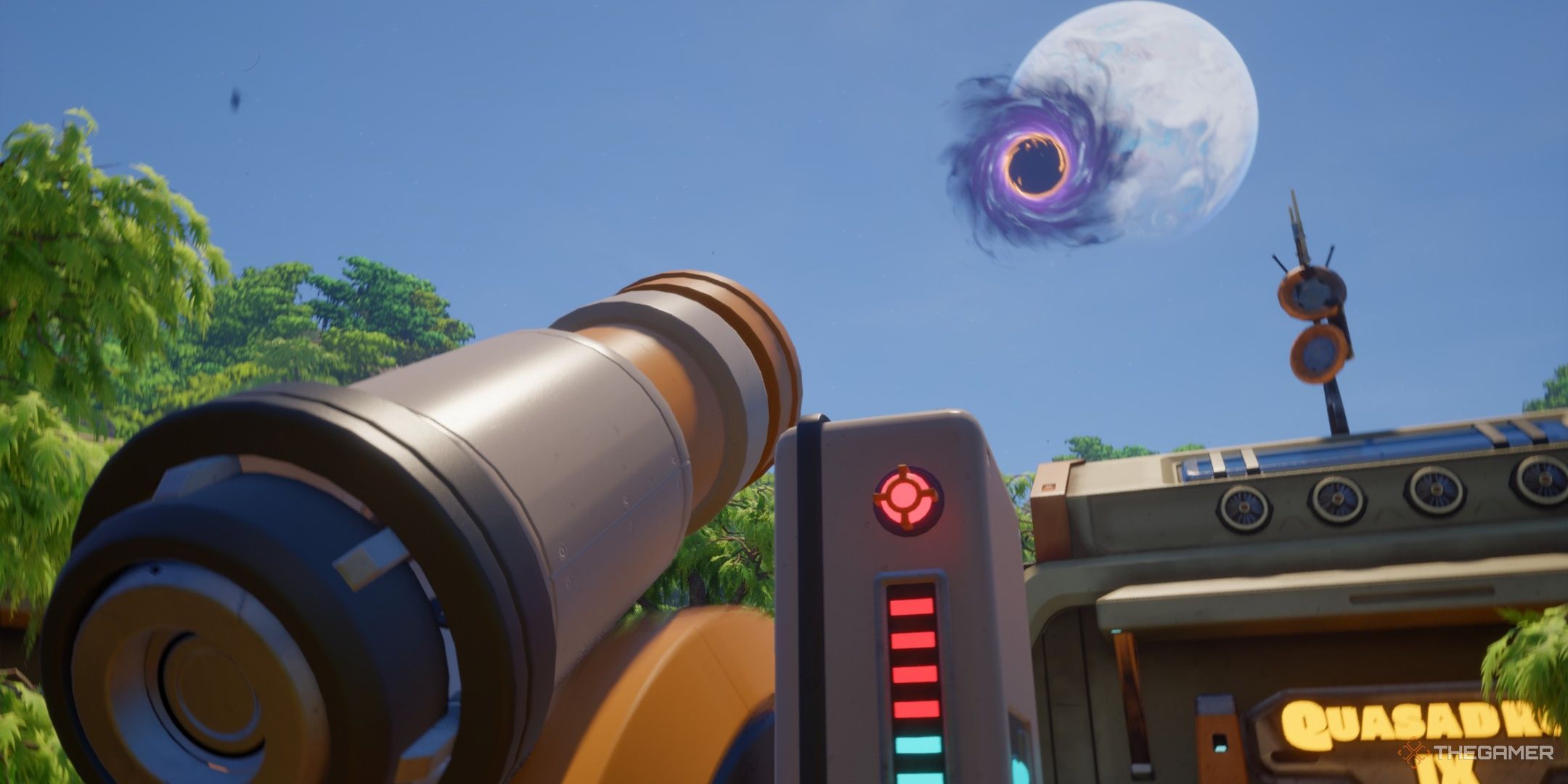 Being shot towards a portal from the planetary cannon in revenge of the savage planet.